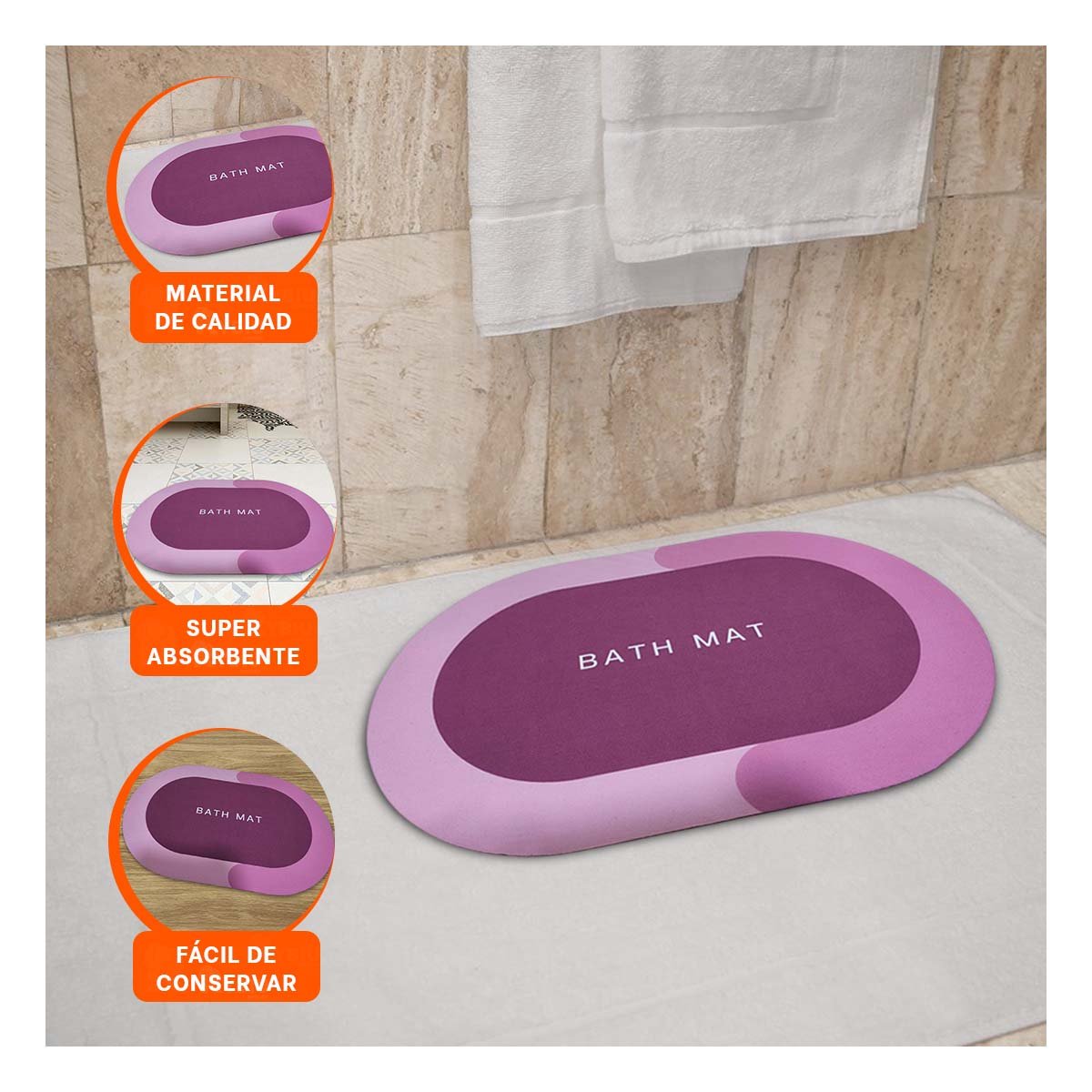 PACK4 CUBIERTA DE PISO OVALADA ROSADA PARA USO EN CASA Y HOGAR SIMPLE Y+REGALO STICKER - 5