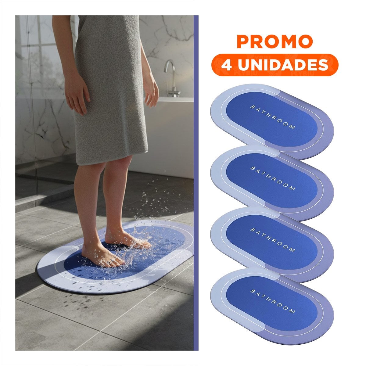 PACK4 TAPIZ OVALADO FUNCIONAL PARA USO EN CASA Y HOGAR AZUL - 1