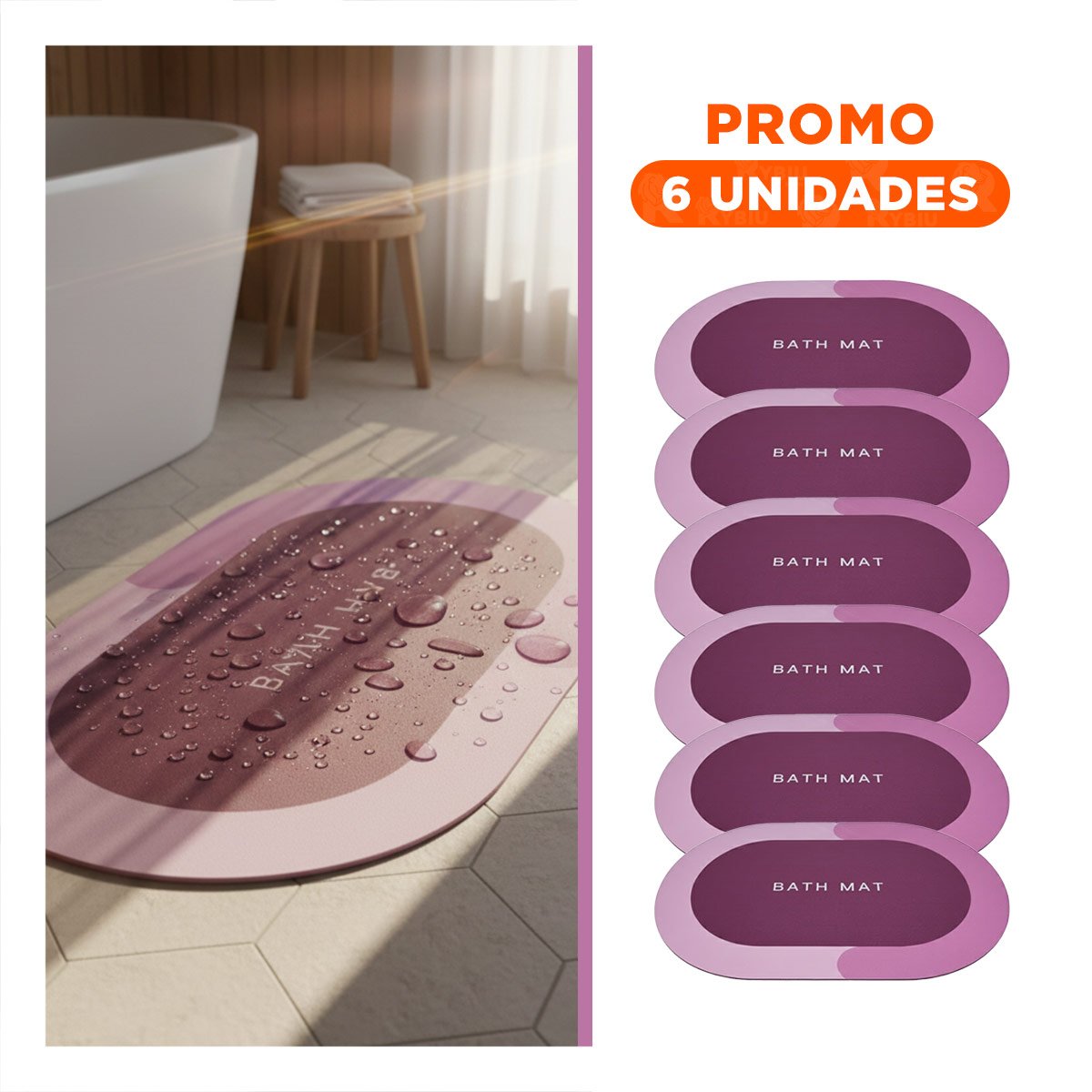 PACK6 TAPETE OVALADO ROSADO PARA AMBIENTES DE CASA Y HOGAR VERSATIL Y+REGALO STICKER - 1