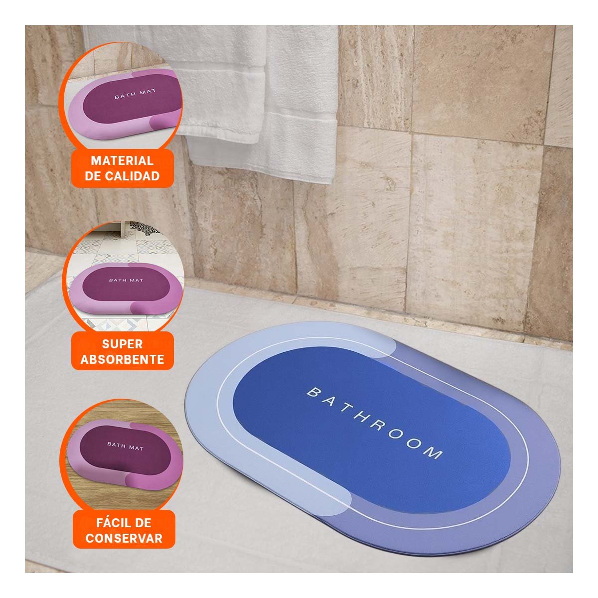 PACK12 ALFOMBRA OVALADA PARA AMBIENTES DE CASA Y HOGAR AZUL Y+PAPEL REGALO - 3