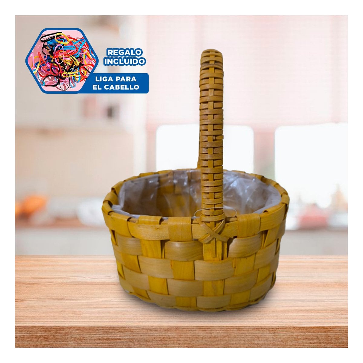 CONTENEDOR TEJIDO CIRCULAR ANCHO CON ASA DE DECORACION Y ORGANIZACION DEL HOGAR Y+LIGAS REGALO - 2