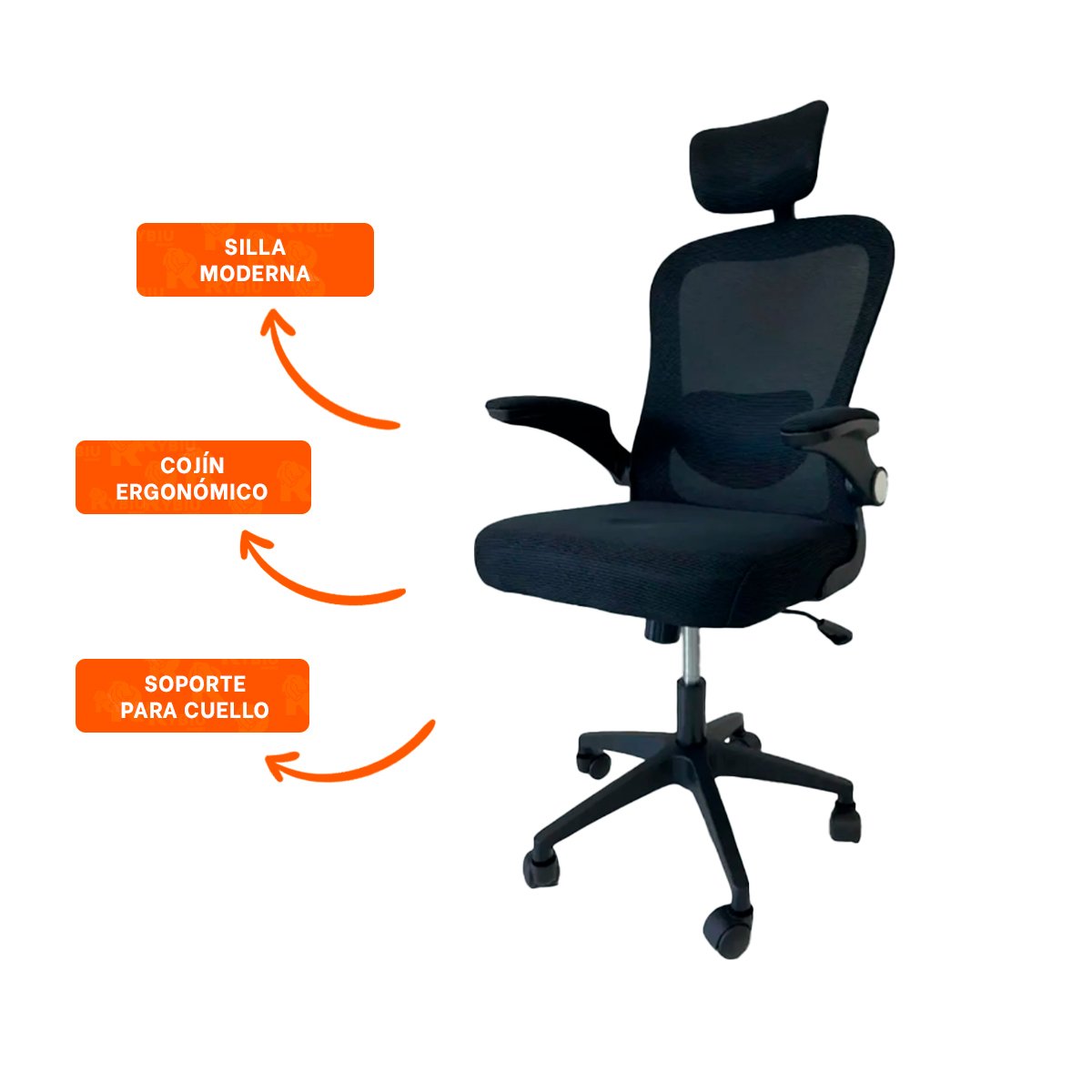 ASIENTO PROFESIONAL DE OFICINA PARA TRABAJO DIARIO EN INTERIORES NEGRO Y+POST IT - 5