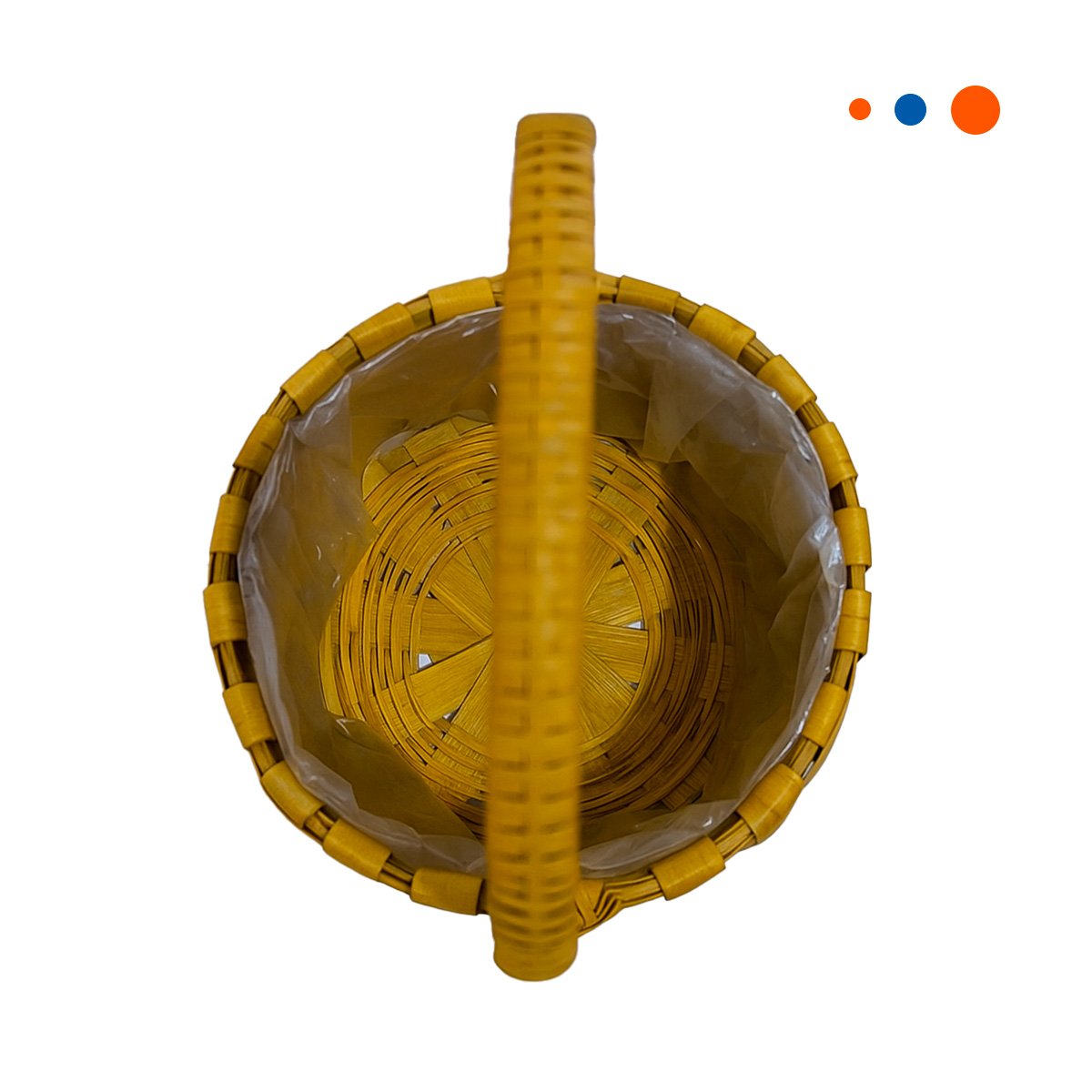 CESTA TEJIDA CIRCULAR ANCHA CON ASA PARA DECORACION Y USO EN CASA Y+REGALO STICKER - 1