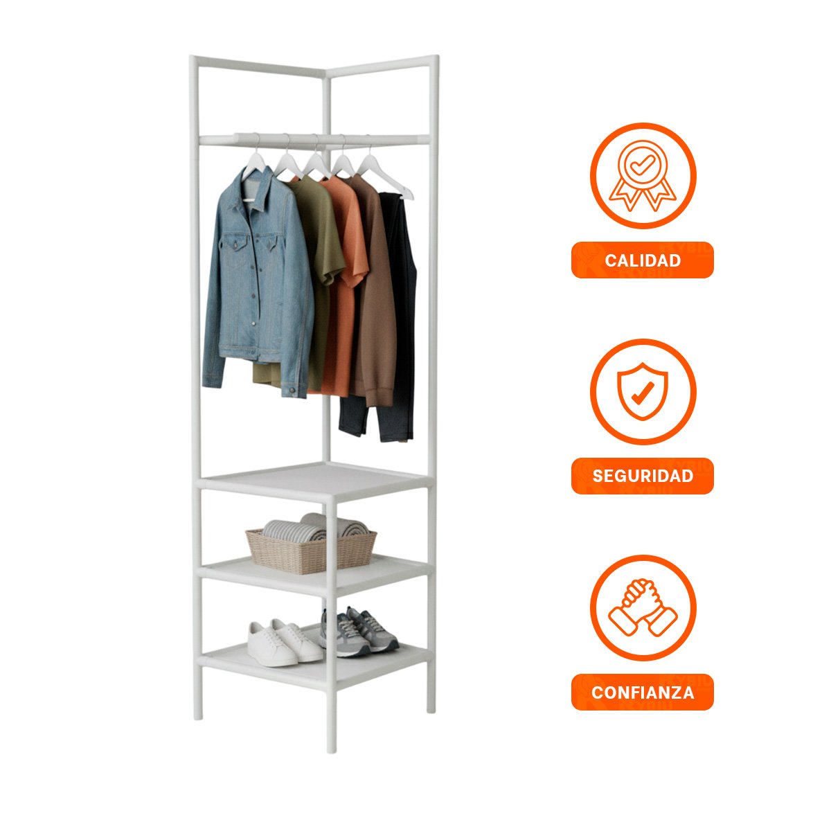 ZAPATERO ESQUINERO CON PERCHERA VERTICAL PARA ORGANIZAR CALZADO EN EL HOGAR Y+LIGAS REGALO - 5