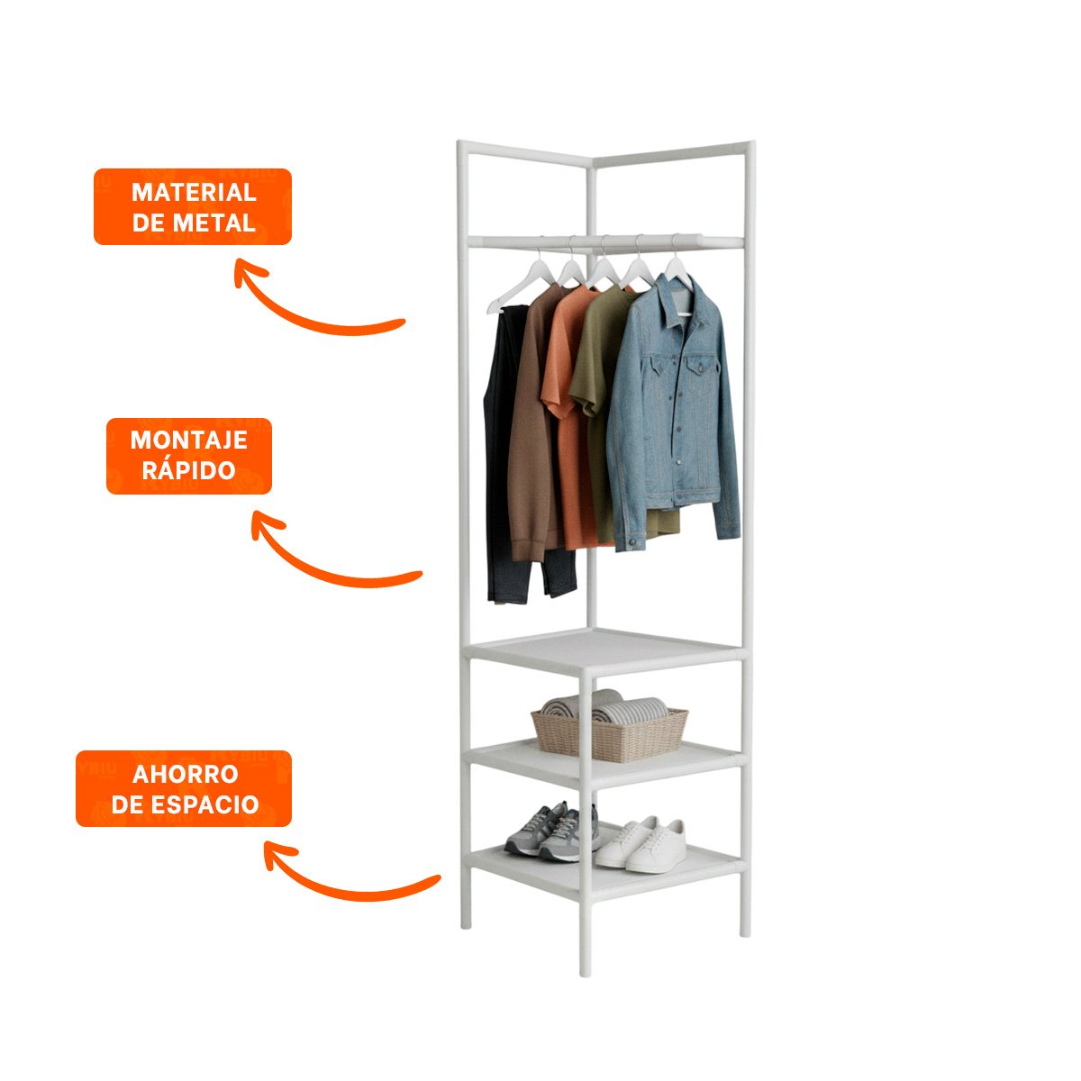 MODULO ESQUINERO CON PERCHERA FUNCIONAL PARA ALMACENAMIENTO DE ZAPATOS Y+POST IT - 5