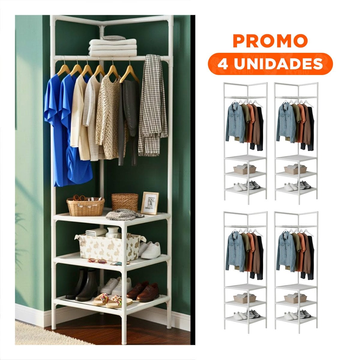 PACK4 SISTEMA VERTICAL CON PERCHERA Y SOPORTES PARA CALZADO DEL HOGAR - 1