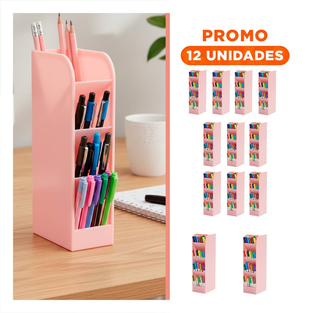 PACK12 SOPORTE COMPACTO PARA PAPELERIA VISIBLE ROSADO DE DIMENSIÓN 20,5X5X9CM - 1