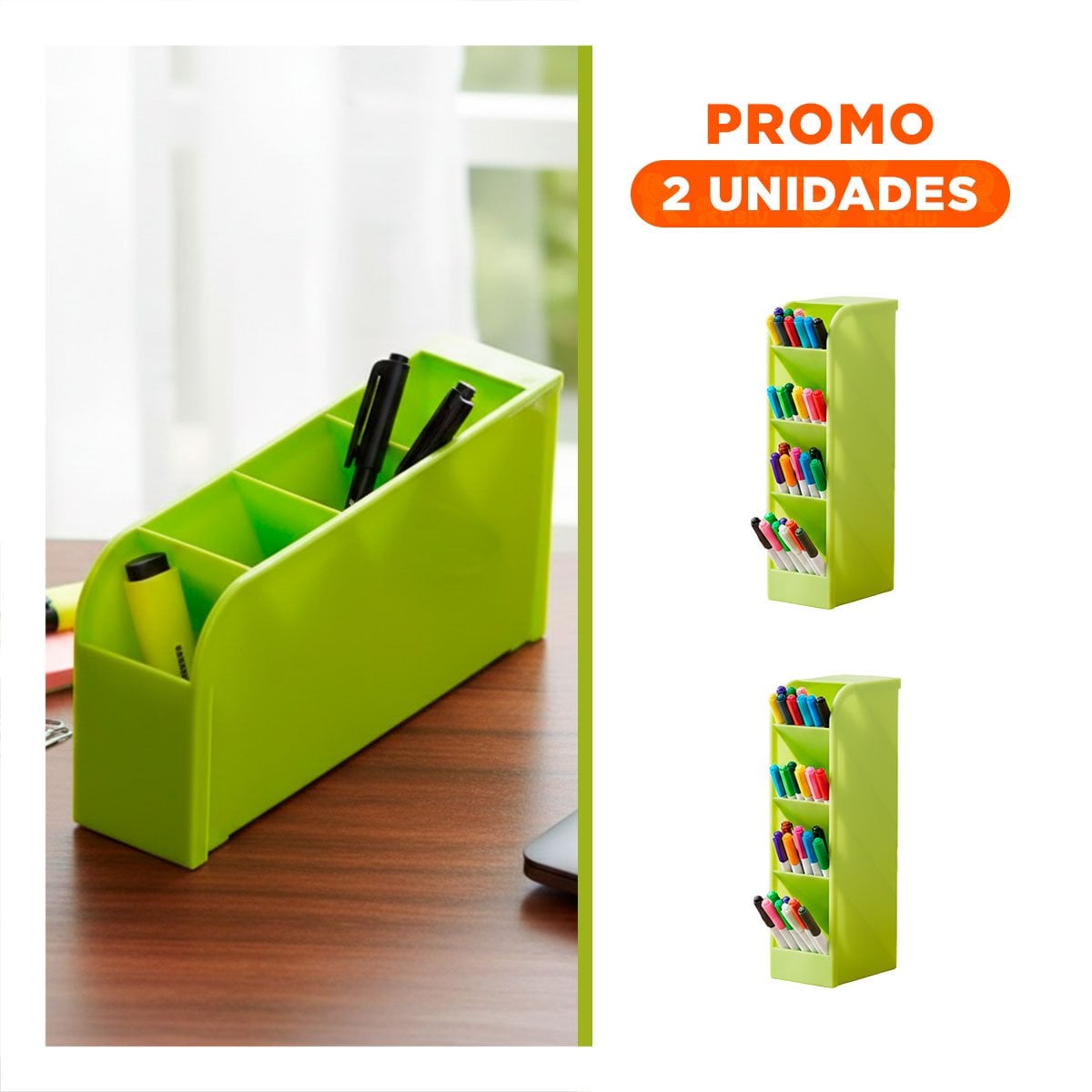 PACK2 MODULO INCLINADO PARA ESCRITORIO ACTIVO EN VERDE DE DIMENSIÓN 20,5X5X9CM Y+REGALO STICKER - 1