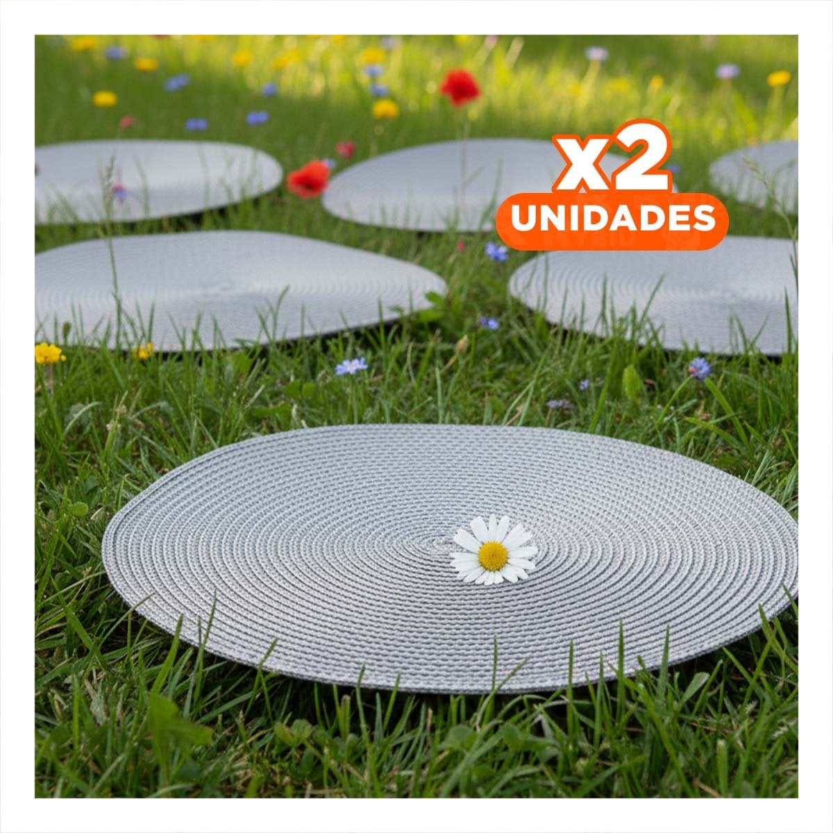 PACK2 MANTEL INDIVIDUAL CIRCULAR PLATEADO PAJITA BRILLOSO PARA USO DIARIO - 1