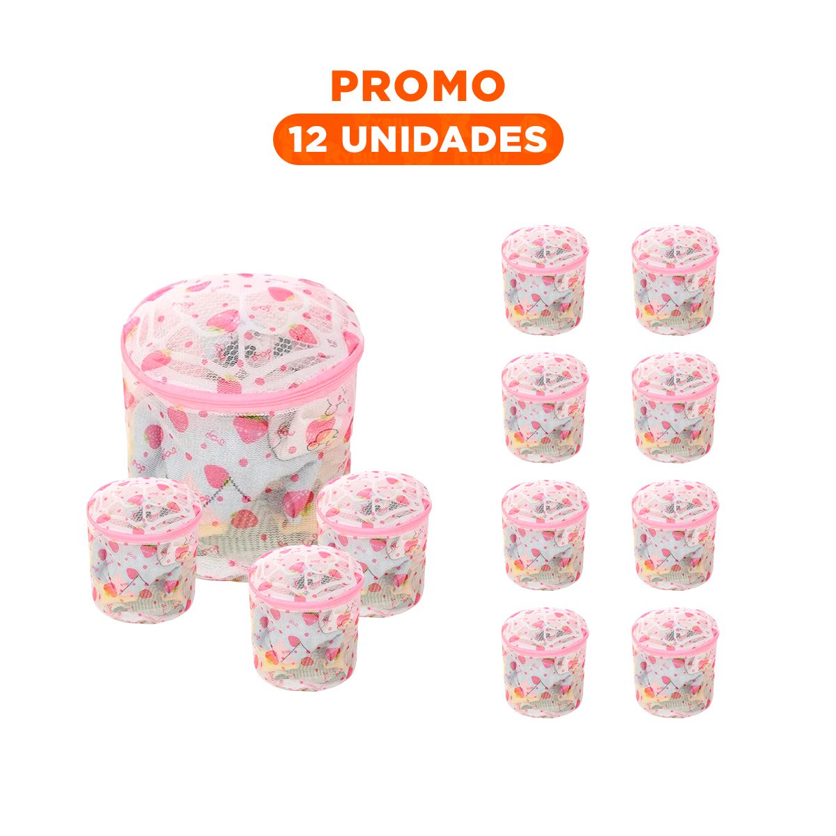 PACK12 BOLSO MALLA PARA LIMPIEZA ROPA FORMATO CILINDRO BLANCO CON FRESAS - 1