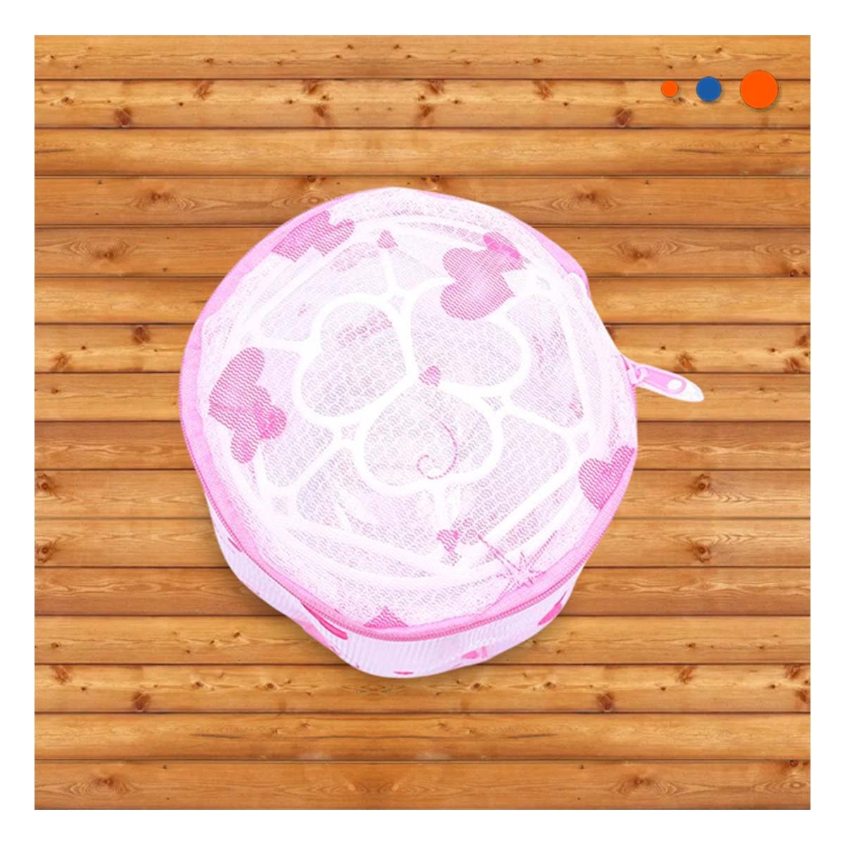 BOLSA MALLA LAVADO ROPA FORMA CILINDRO COLOR BLANCO DETALLE CORAZONES Y+PAPEL REGALO - 2