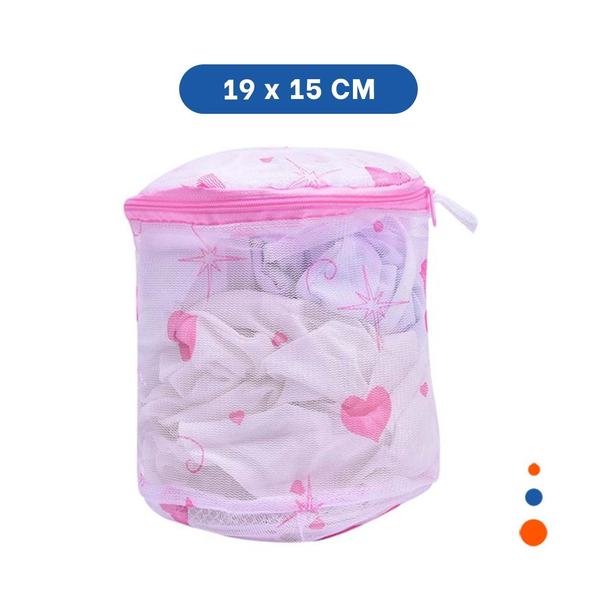 BOLSA MALLA LAVADO ROPA FORMA CILINDRO COLOR BLANCO DETALLE CORAZONES Y+PAPEL REGALO - 4