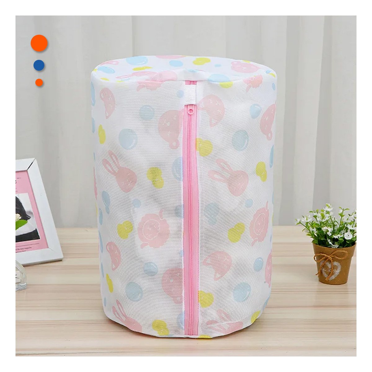 PACK12 SACO MALLA PARA LAVAR ROPA DISENO CILINDRO BLANCO CON OSITOS SUAVE Y+PAPEL REGALO - 5