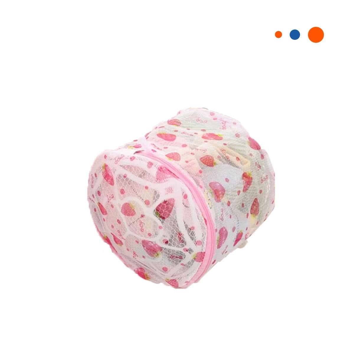 BOLSA MALLA PROTECTORA ROPA ESTILO CILINDRO BLANCO CON FRESAS PRACTICO Y+REGALO STICKER - 1
