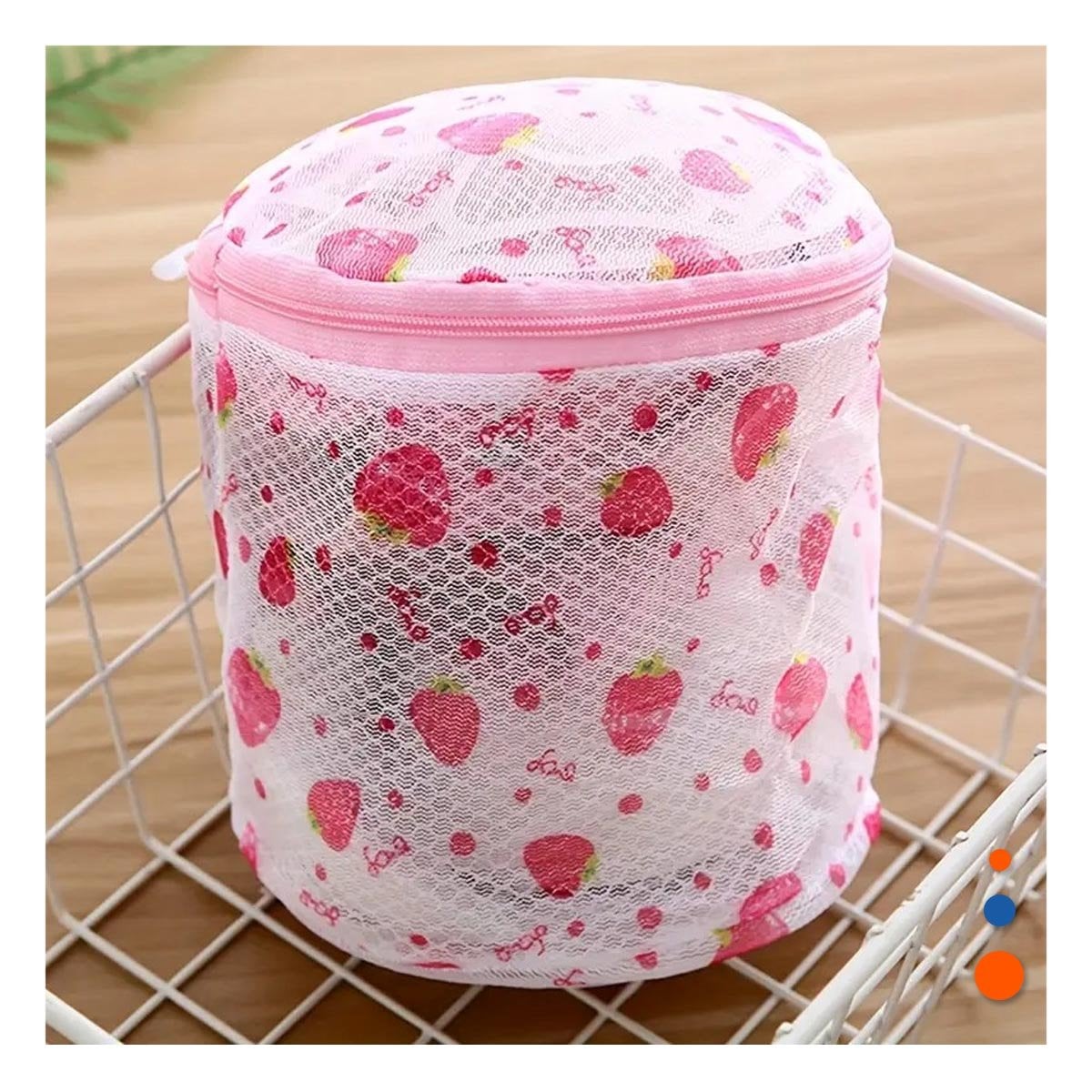BOLSA MALLA PROTECTORA ROPA ESTILO CILINDRO BLANCO CON FRESAS PRACTICO Y+REGALO STICKER - 5