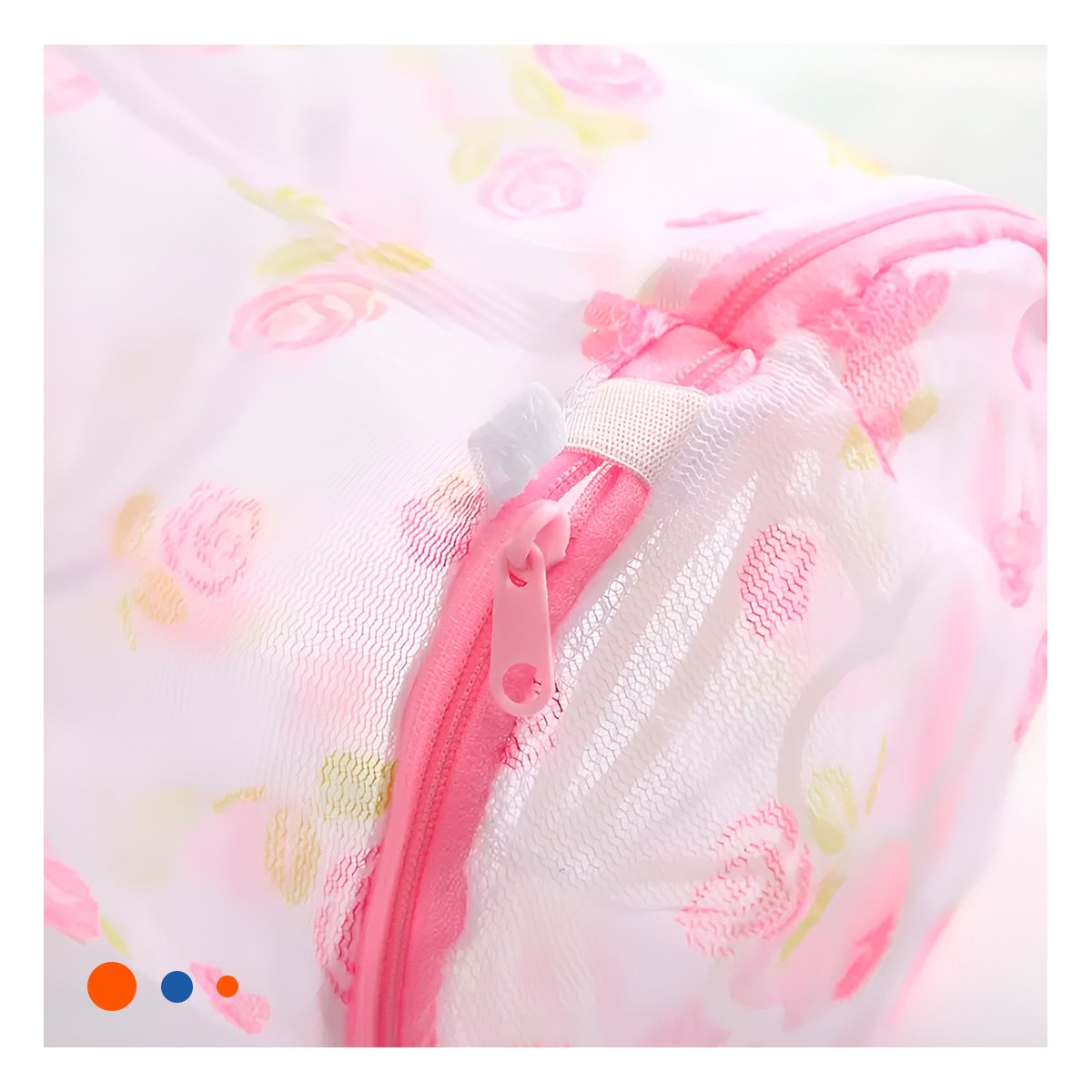 BOLSA MALLA PARA LAVAR ROPA DISENO CILINDRO BLANCO CON FLORES SUAVE HOGAR - 1