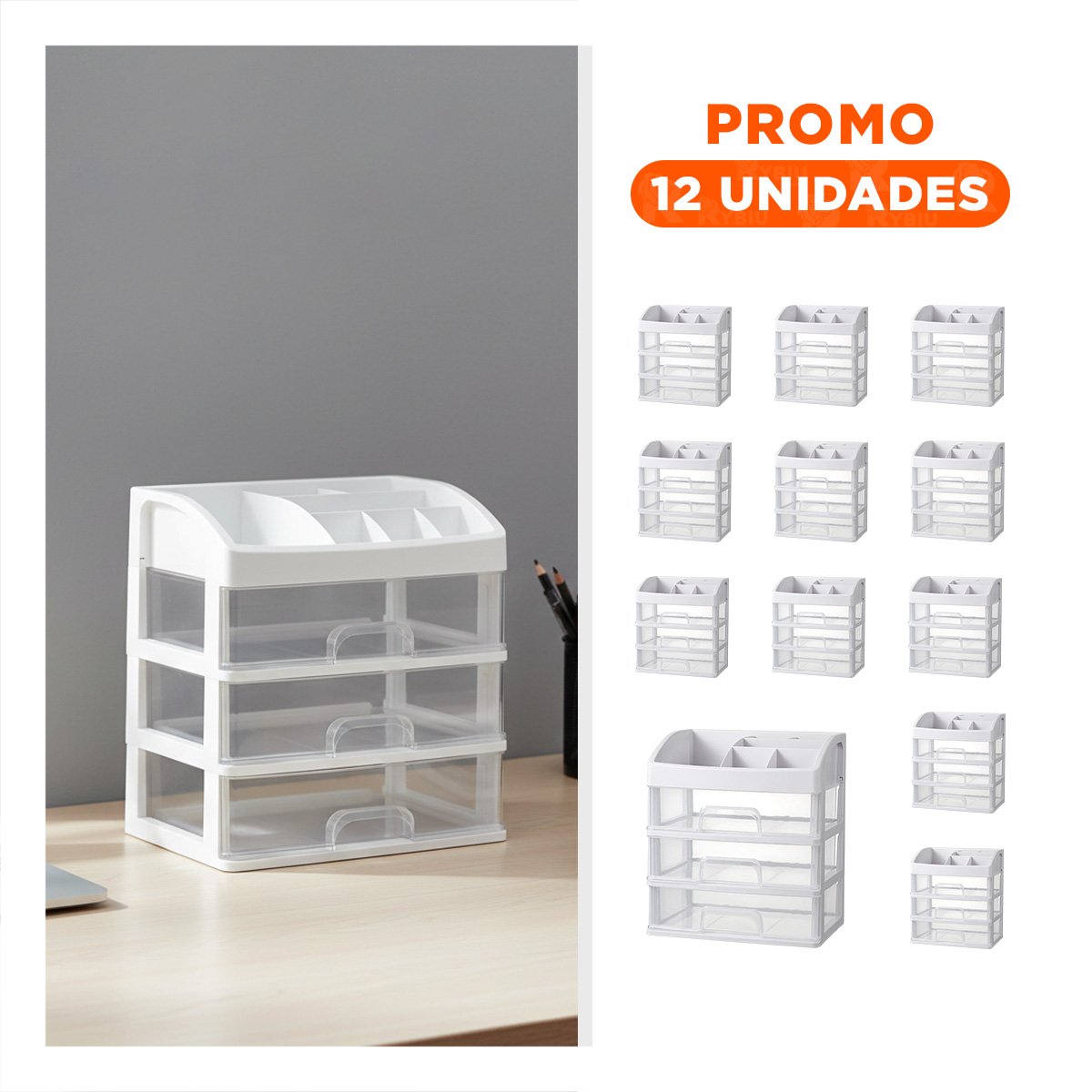 PACK12 ESTRUCTURA PARA SUPERFICIE LABORAL CON CAJONES ROSADOS - 1