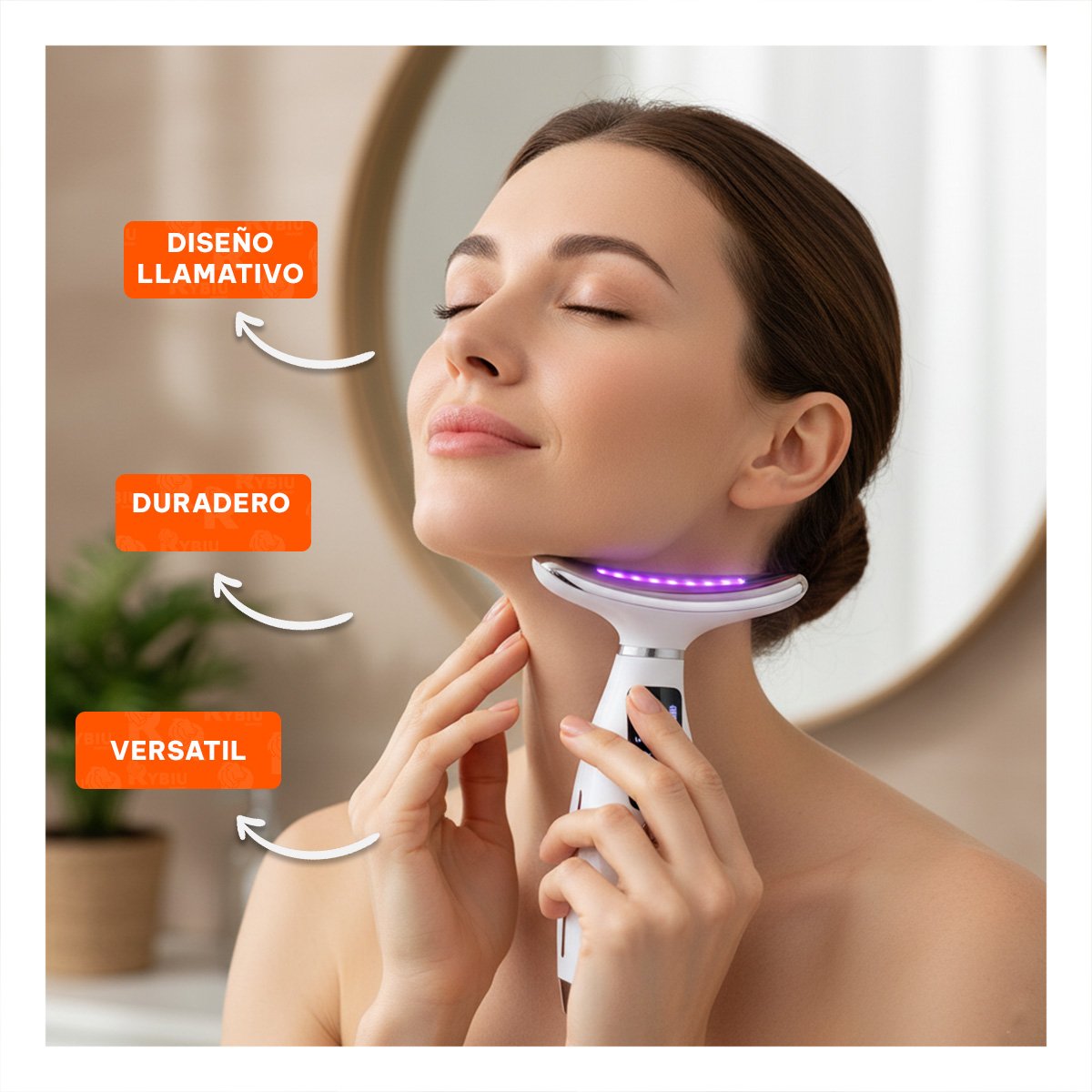 MASAJEADOR FACIAL 7 MODOS DE COLOR TERAPIA LED BLANCO USO DIARIO EN CASA Y+PAPEL REGALO - 2