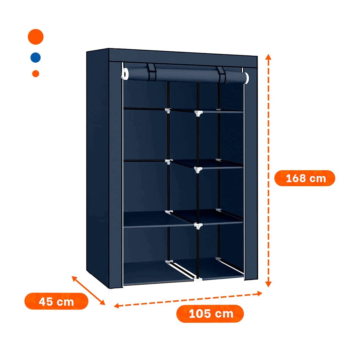 PACK2 VESTIDOR DE TELA CON ESTRUCTURA DE METAL 105X45X168CM AZUL HOGAR PRO Y+PAPEL REGALO - 4