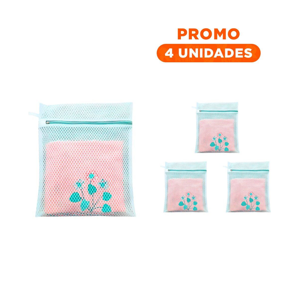 PACK4 ESTUCHE MALLA LAVADORA ROPA DISENO RECTANGULAR 40X30CM CELESTE FIRME - 1