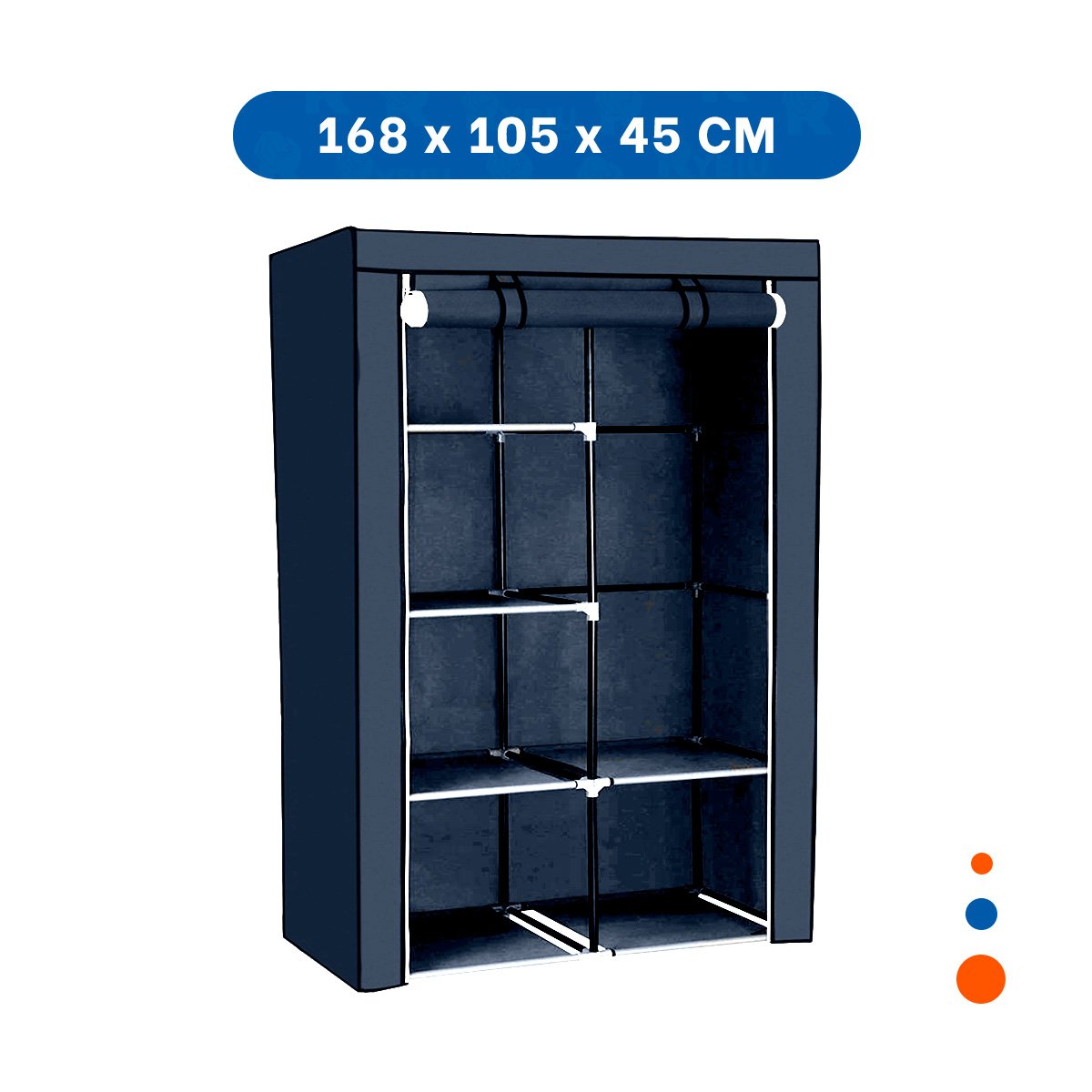 PACK6 ROPERO DE TELA CON ESTRUCTURA METALICA PLOMO HOGAR 105X45X168CM Y+REGALO STICKER - 4