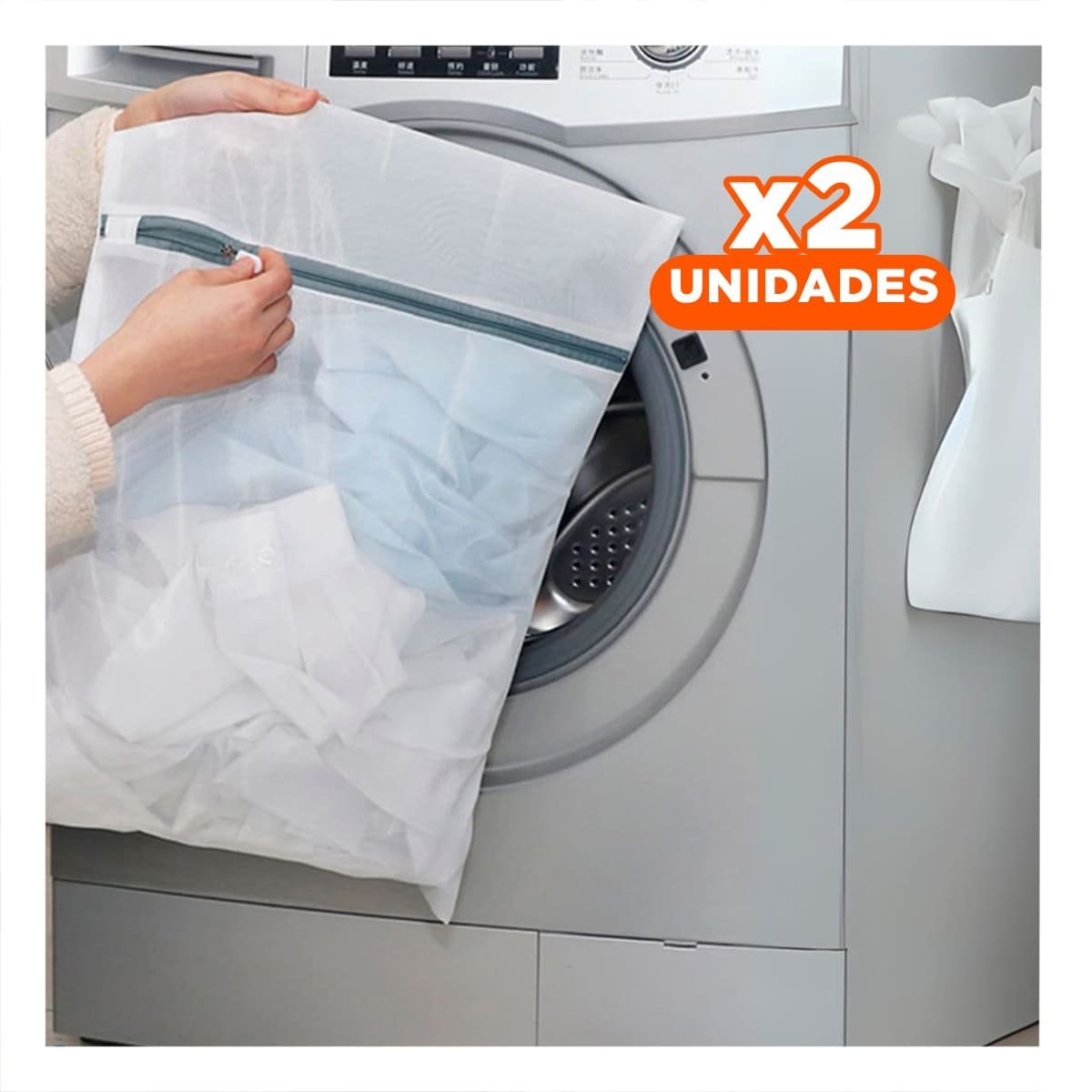 PACK2 DEPOSITO ORGANIZADOR 3 BOLSAS DE MALLA PARA LAVAR ROPA RECTANGULAR BLANCO Y+PAPEL REGALO - 1