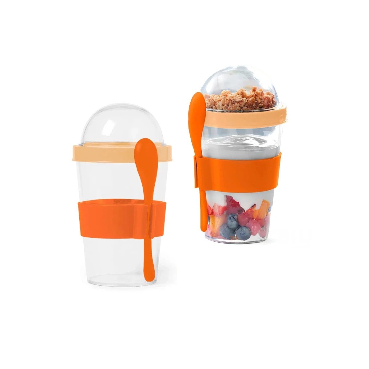 VASO PARA DESAYUNO SALUDABLE 350 ML CON CUCHARA EN ANARANJADO DE USO DIARIO Y+LIGAS REGALO - 5