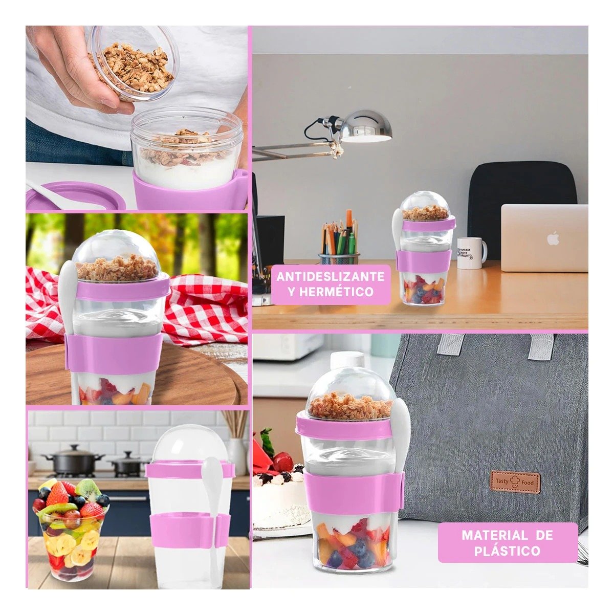 VASO 350 ML ROSADO PARA YOGURT CREMOSO Y CEREAL CRUJIENTE CON ESTILO MODERNO Y+POST IT - 2