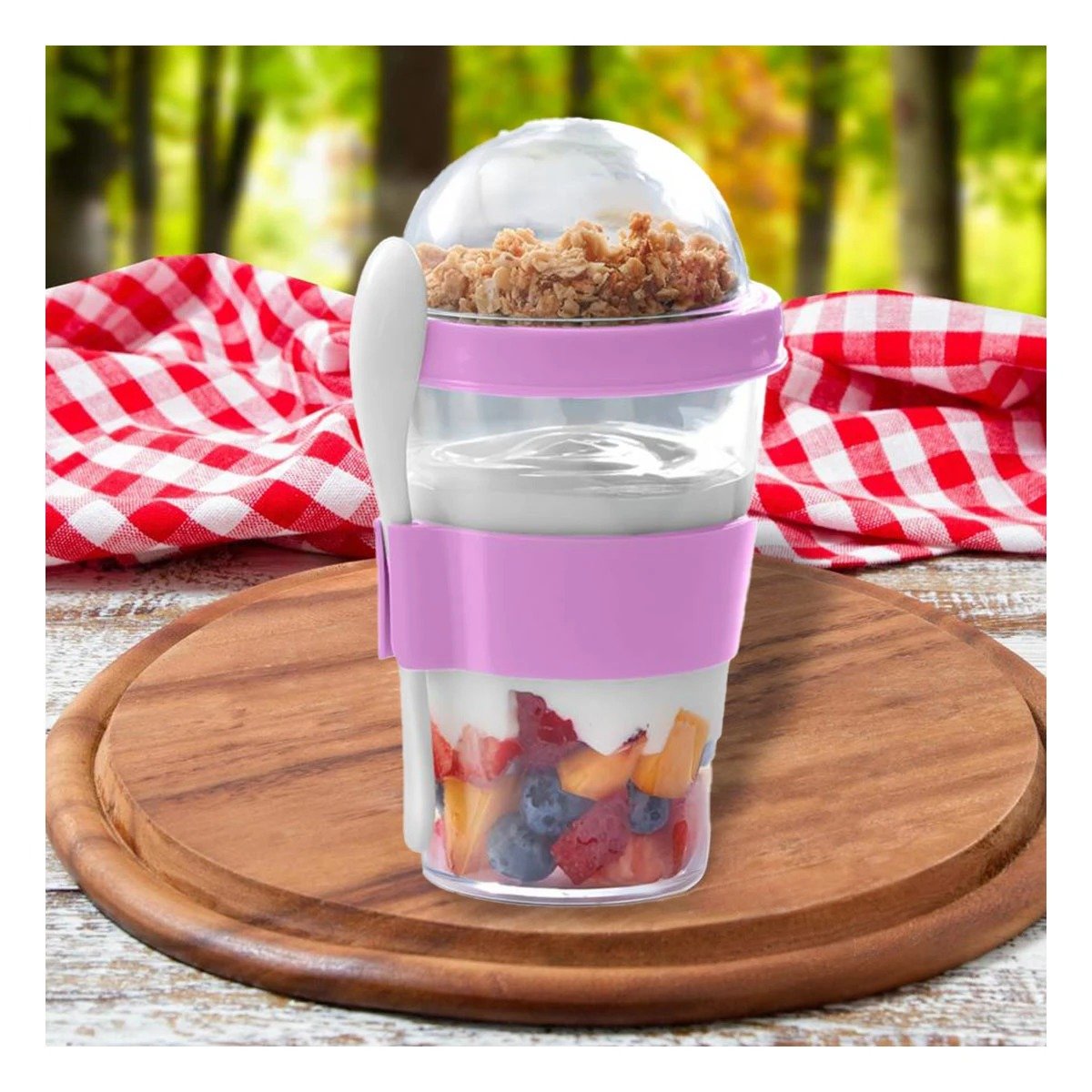 VASO 350 ML ROSADO PARA YOGURT CREMOSO Y CEREAL CRUJIENTE CON ESTILO MODERNO Y+POST IT - 3
