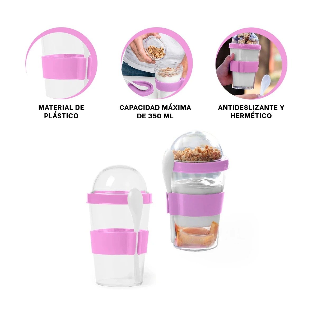 VASO 350 ML ROSADO PARA YOGURT CREMOSO Y CEREAL CRUJIENTE CON ESTILO MODERNO Y+POST IT - 5