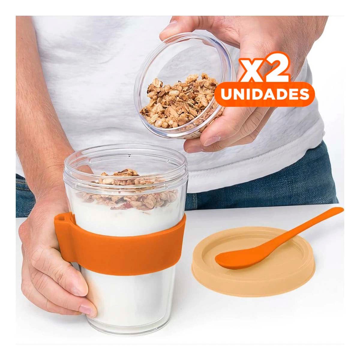 PACK2 CONTENEDOR ANARANJADO DE 350 ML PARA ALIMENTACION DIARIA ORGANIZADA Y+PAPEL REGALO - 1