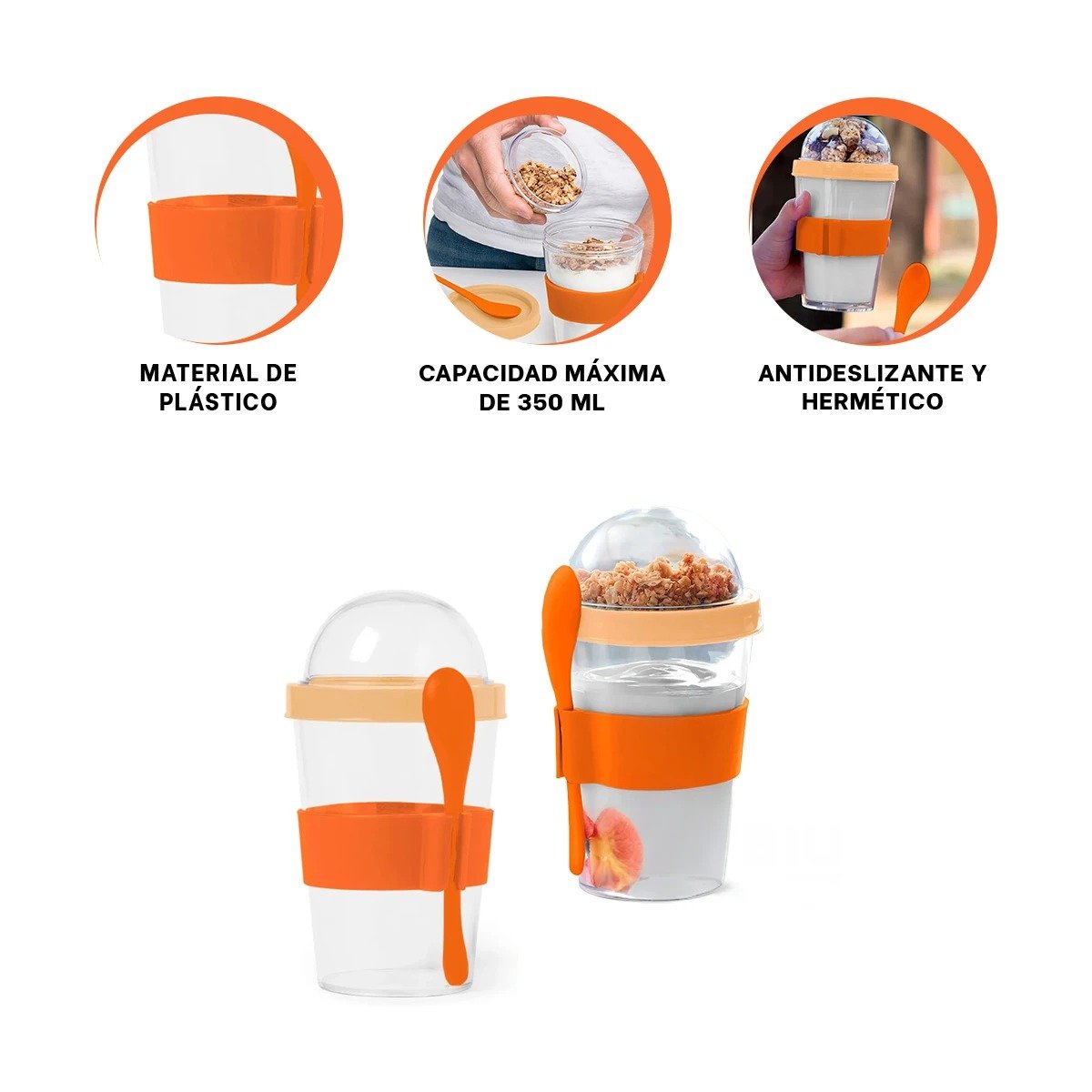 VASO 350 ML ANARANJADO PARA YOGURT CREMOSO Y CEREAL CRUJIENTE CON ESTILO MODERNO Y+POST IT - 5