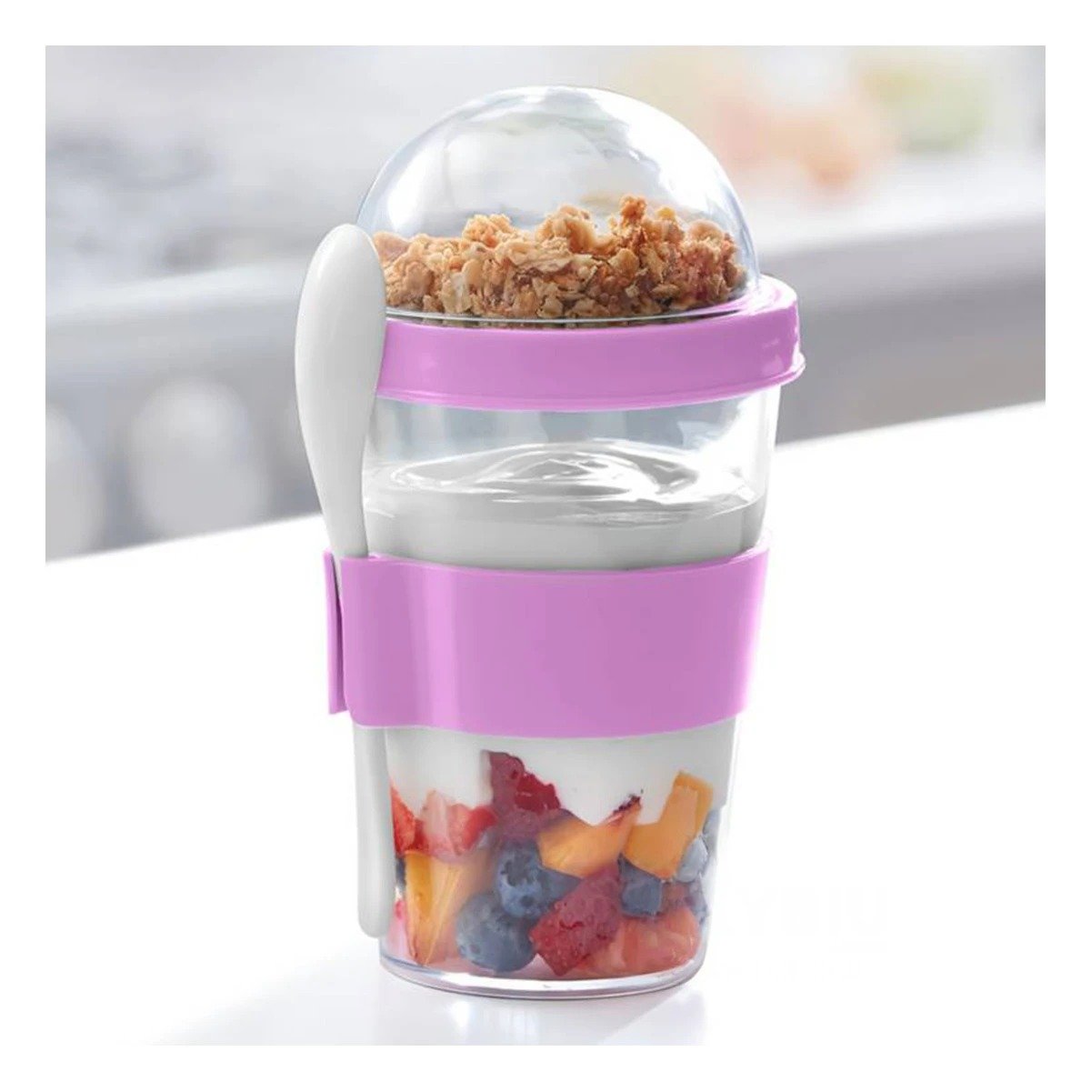 PACK6 RECIPIENTE ROSADO CON 350 ML PARA DESAYUNO DIARIO FUNCIONAL Y+REGALO STICKER - 3