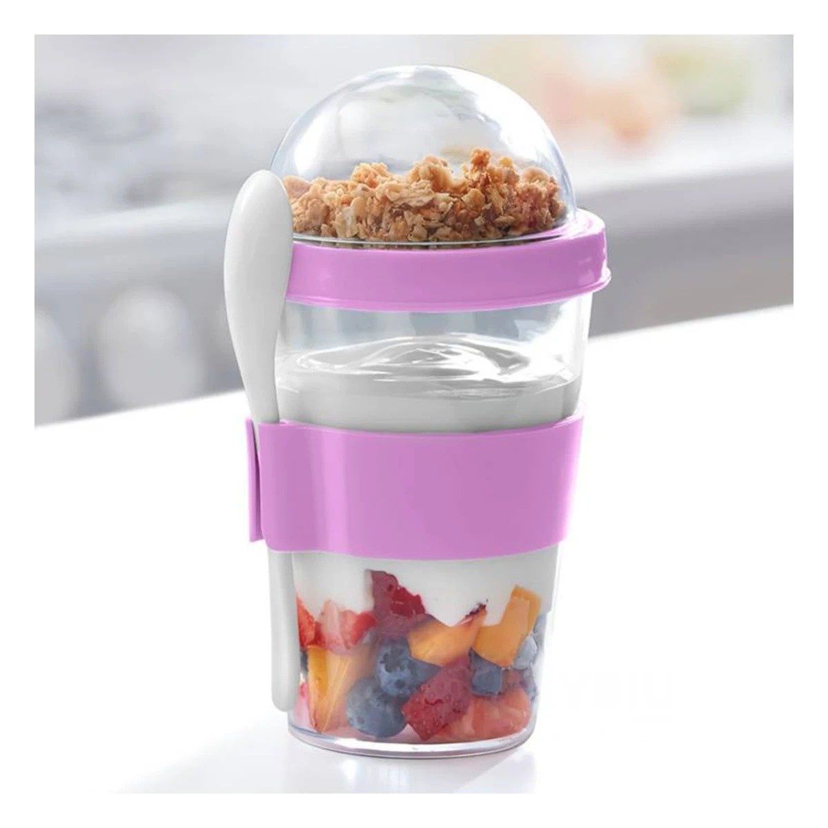 PACK4 CONTENEDOR COMPACTO 350 ML ROSADO PARA COLACION SALUDABLE - 2