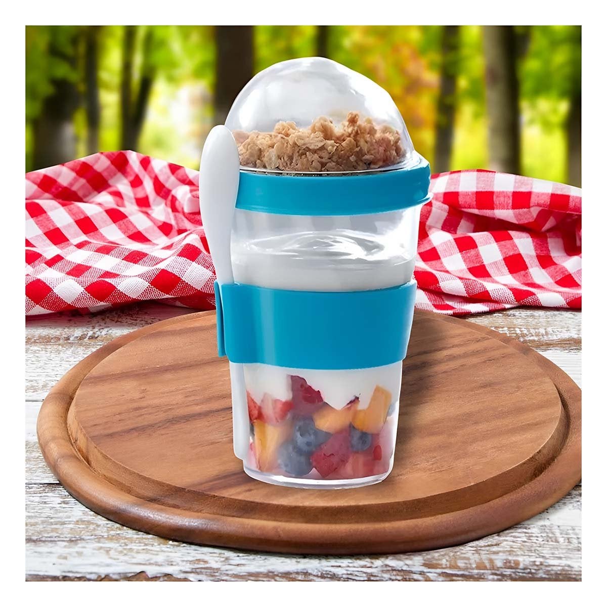 VASO 350 ML CELESTE PARA YOGURT CREMOSO Y CEREAL CRUJIENTE CON ESTILO MODERNO Y+POST IT - 3