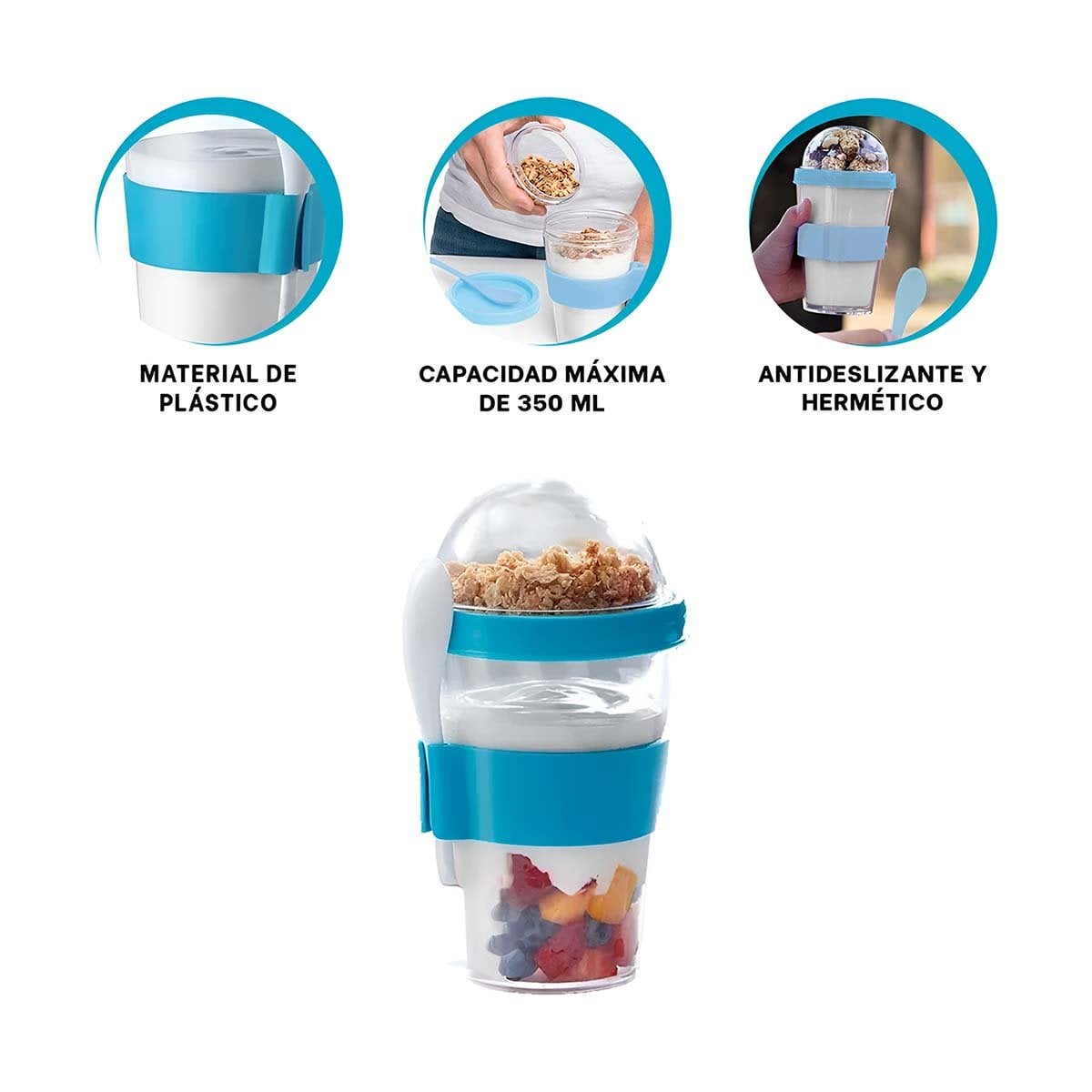 VASO 350 ML CELESTE PARA YOGURT CREMOSO Y CEREAL CRUJIENTE CON ESTILO MODERNO Y+POST IT - 5