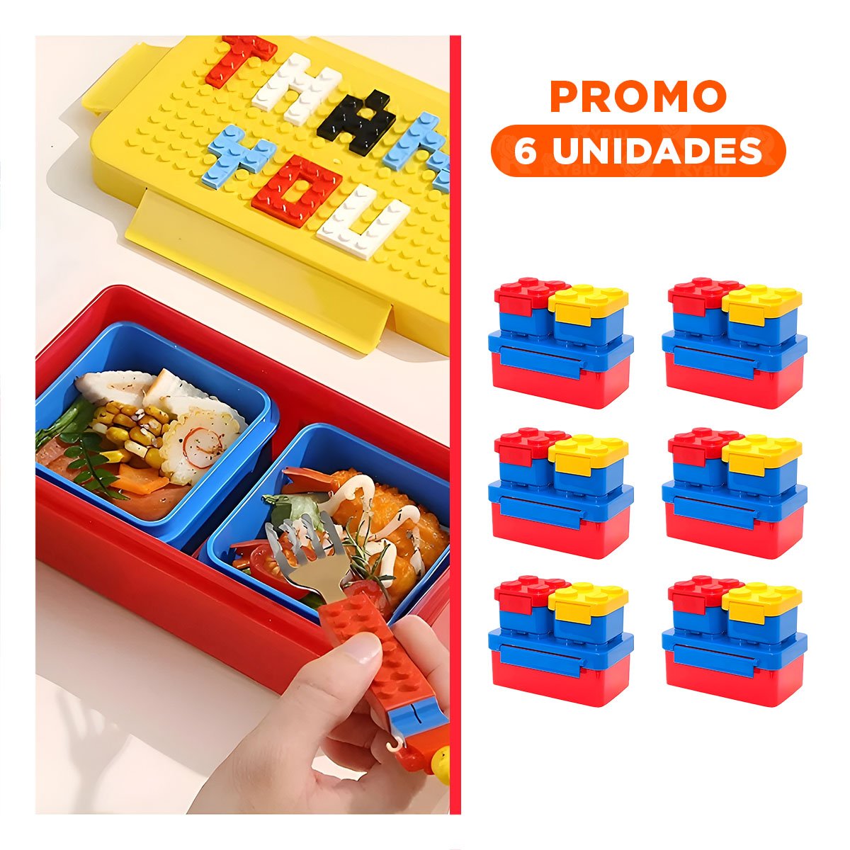 PACK6 COMBO PARA INFANTES EN VARIOS COLORES CON 3 TAPERES DE PLASTICO Y+REGALO STICKER - 1