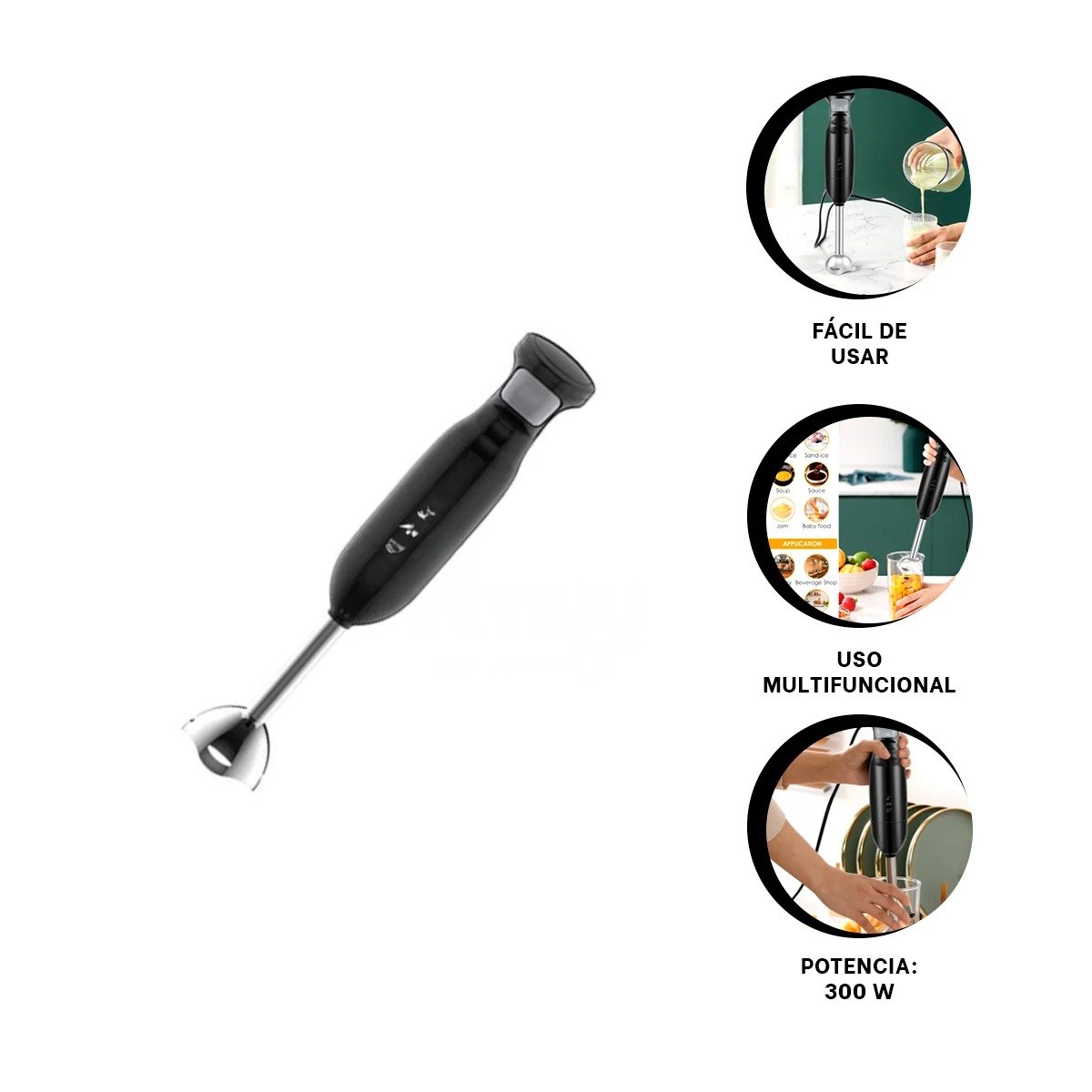 LICUADORA 300W COLOR NEGRO DE INMERSION PARA COCINA FAMILIAR Y+POST IT - 5