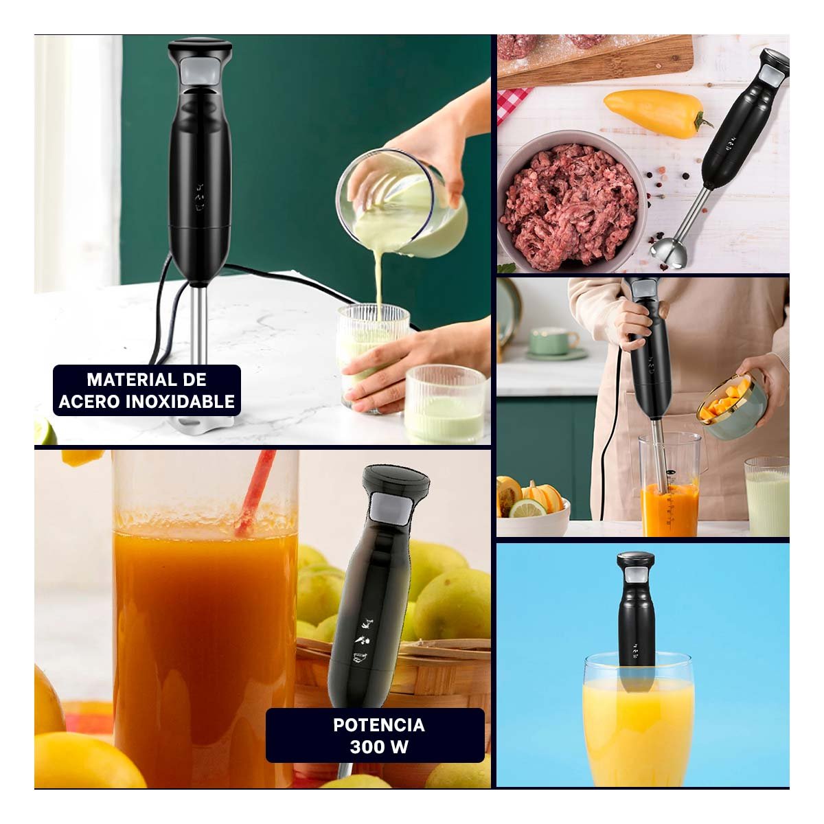 LICUADORA DE INMERSION CON POTENCIA DE 300W EN COLOR NEGRO PARA PREPARACIONES CASERAS - 2