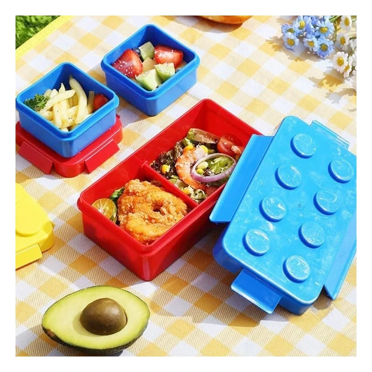 PACK4 KIT PLASTICO EN VARIOS COLORES CON 3 TAPERES PARA GUARDAR COMIDAS Y+REGALO STICKER - 5