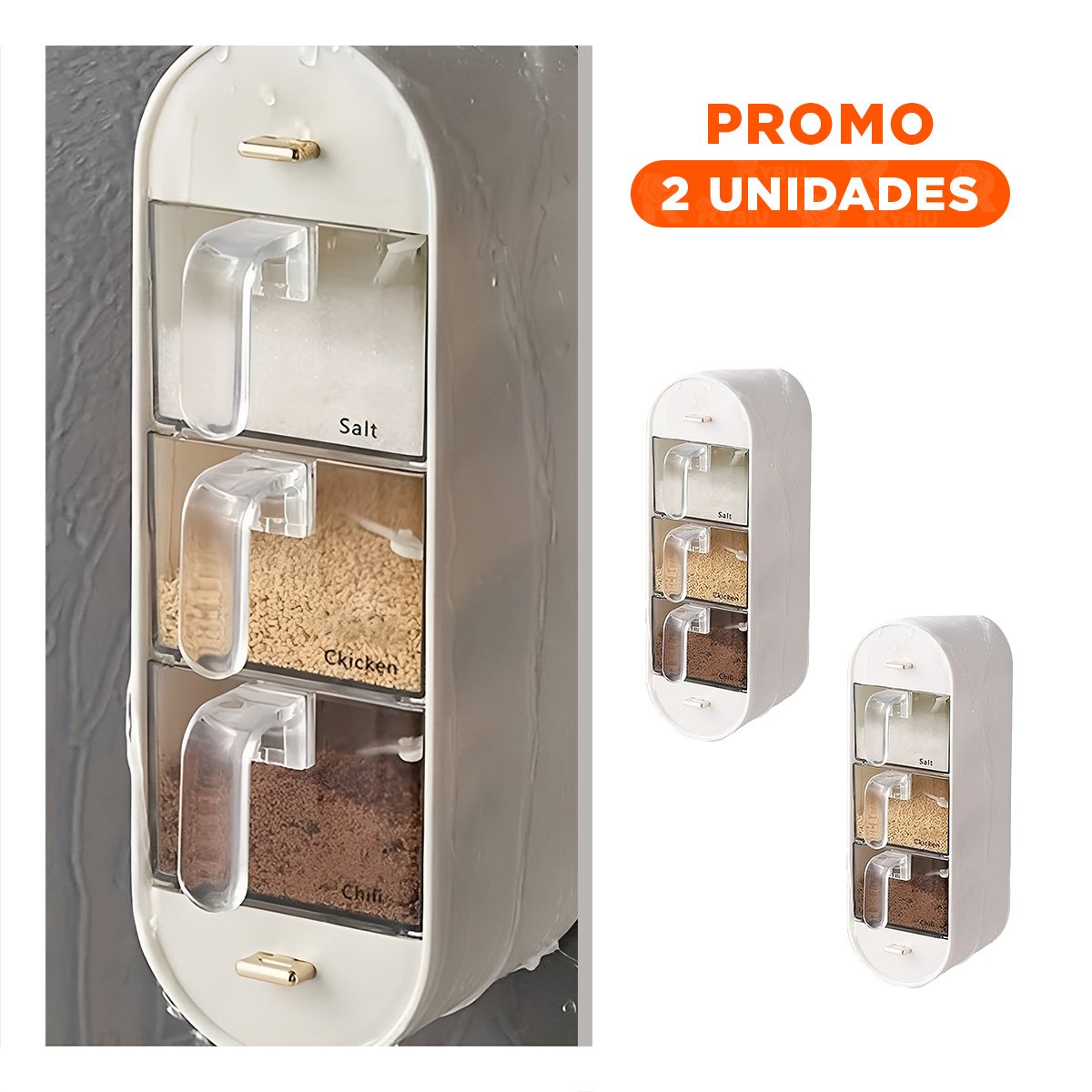 PACK2 SOPORTE DE CONDIMENTOS EMPOTRABLE COLOR BLANCO PARA COCINA MODERNA Y+REGALO STICKER - 1