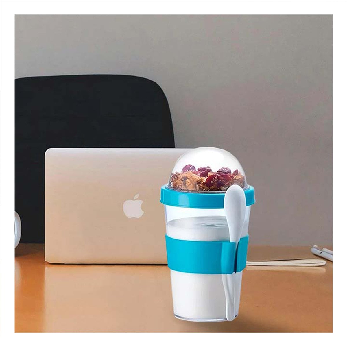 PACK4 CONTENEDOR EN CELESTE PARA YOGURT Y CEREAL CON CAPACIDAD 350 ML Y+PAPEL REGALO - 2