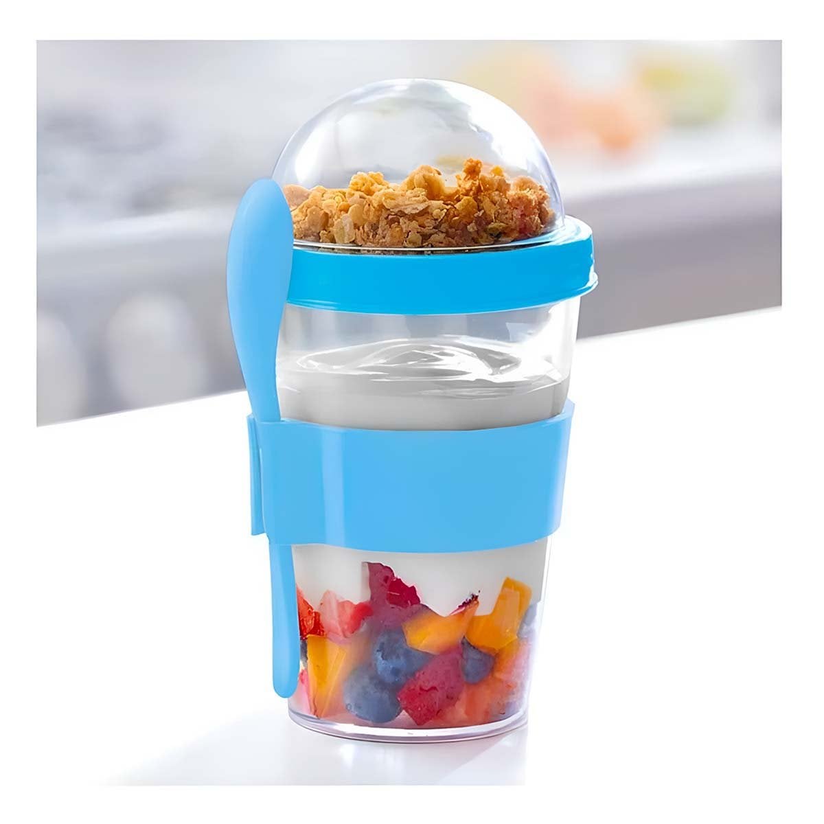 PACK4 CONTENEDOR EN CELESTE PARA YOGURT Y CEREAL CON CAPACIDAD 350 ML Y+PAPEL REGALO - 5