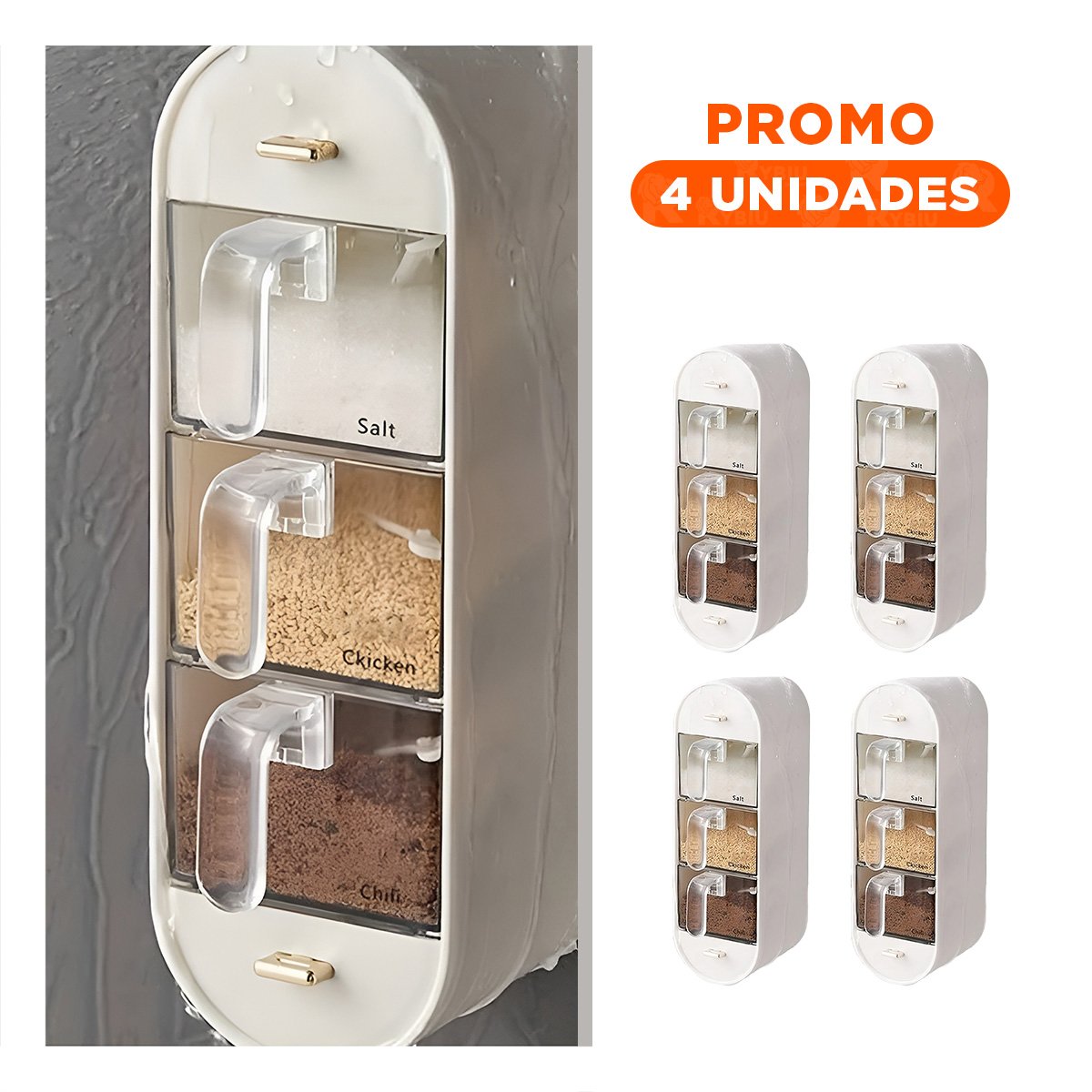 PACK4 SOPORTE DE CONDIMENTOS EN COLOR BLANCO CON FORMATO EMPOTRABLE Y+REGALO STICKER - 1
