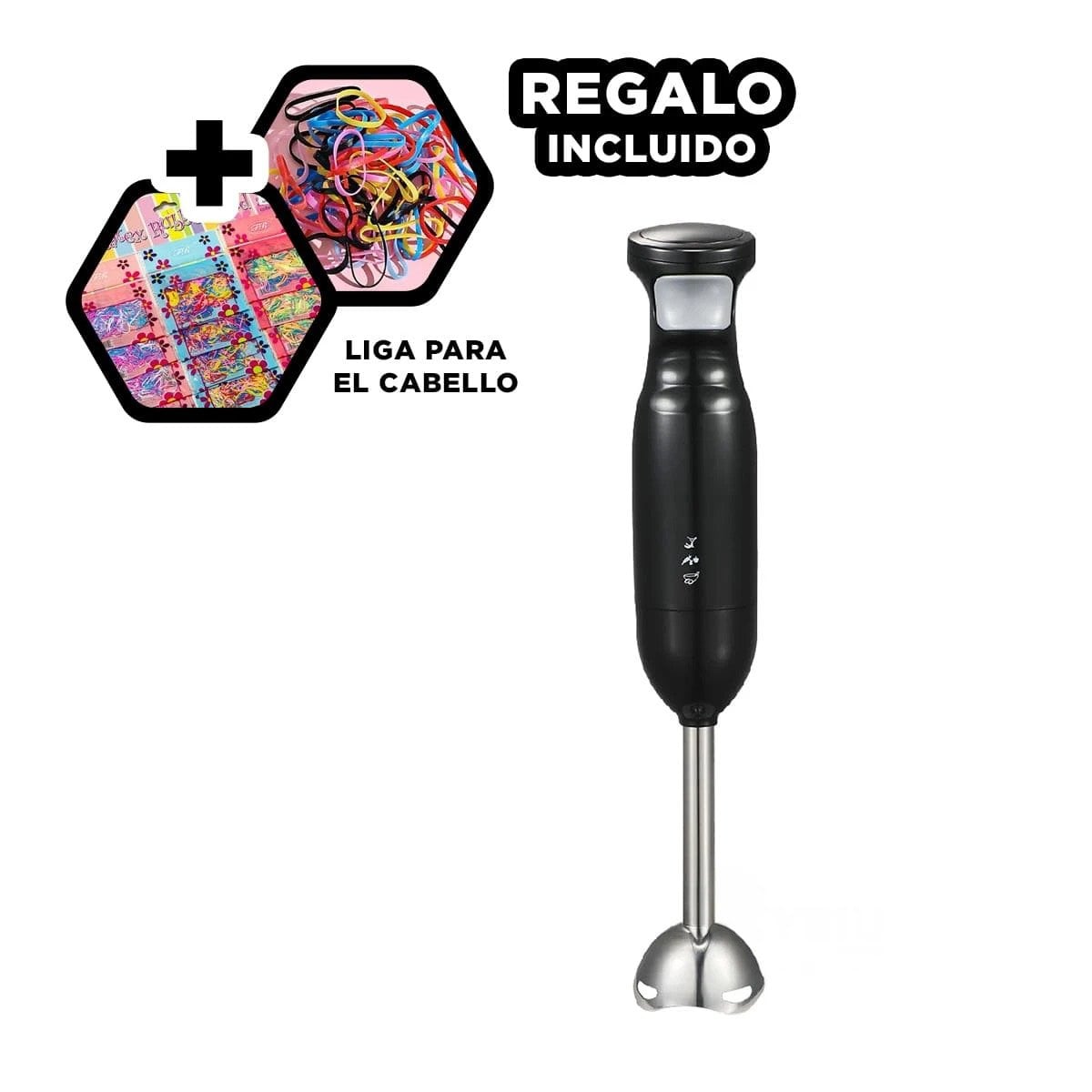 LICUADORA DE 300W DE POTENCIA EN COLOR NEGRO TIPO INMERSION PARA USO DIARIO Y+LIGAS REGALO - 2
