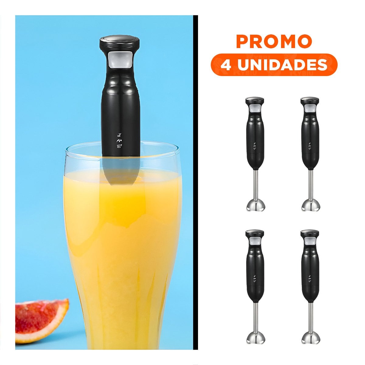 PACK4 BATIDORA DE INMERSION 300W EN COLOR NEGRO PARA COCINA DEL HOGAR - 1