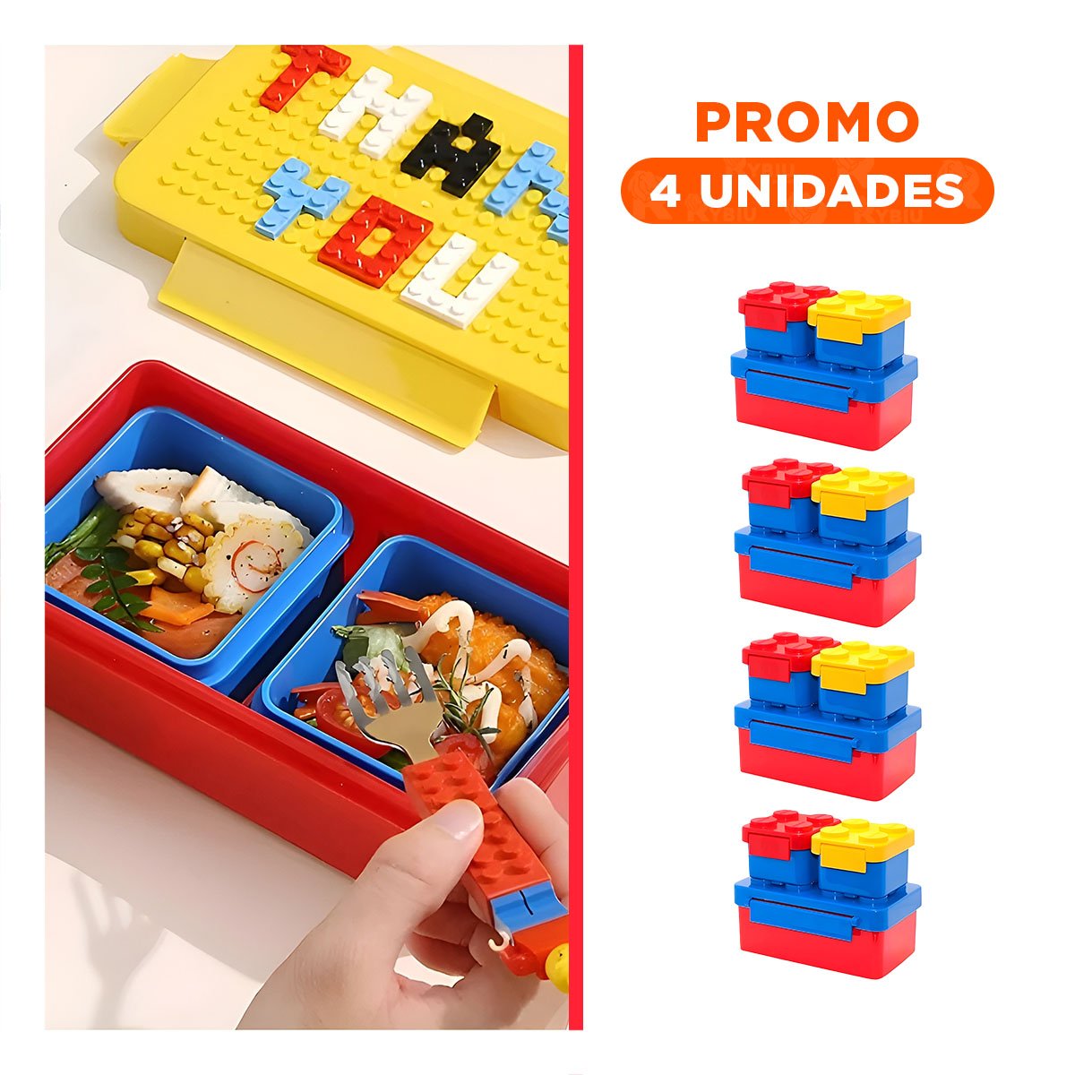 PACK4 KIT PARA INFANTES EN VARIOS COLORES CON 3 TAPERES DE PLASTICO PARA ESCUELA - 1
