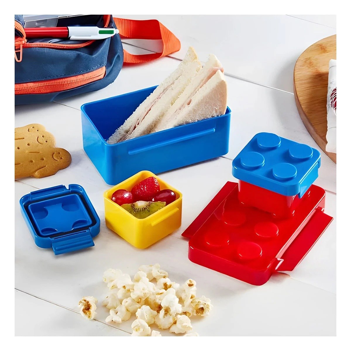 SET DE PLASTICO PARA INFANTES EN VARIOS COLORES CON 3 TAPERES PARA ALIMENTOS Y+REGALO STICKER - 3