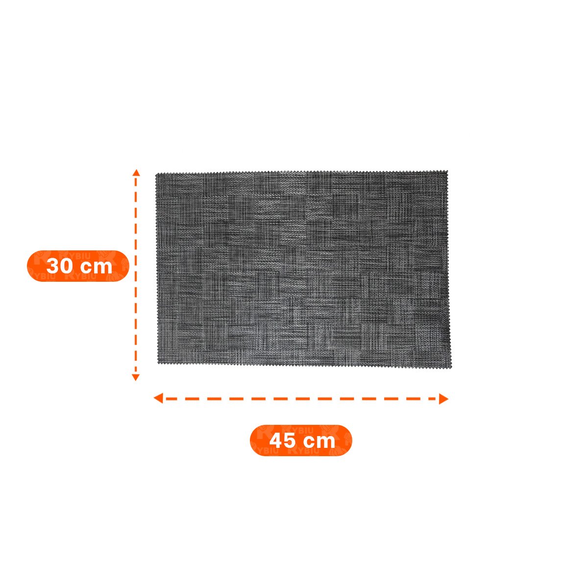 SET 6 INDIVIDUALES JASPEADO A CUADROS NEGRO 30X45CM PARA MESA Y COMEDOR - 4