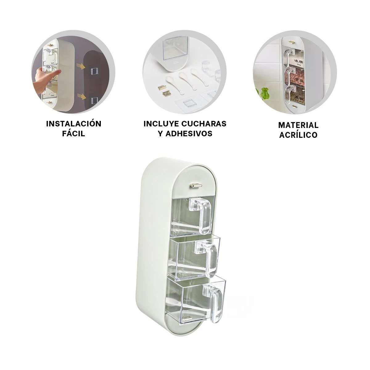 ORGANIZADOR EMPOTRABLE COLOR BLANCO PARA CONDIMENTOS DE USO DIARIO Y+PAPEL REGALO - 5